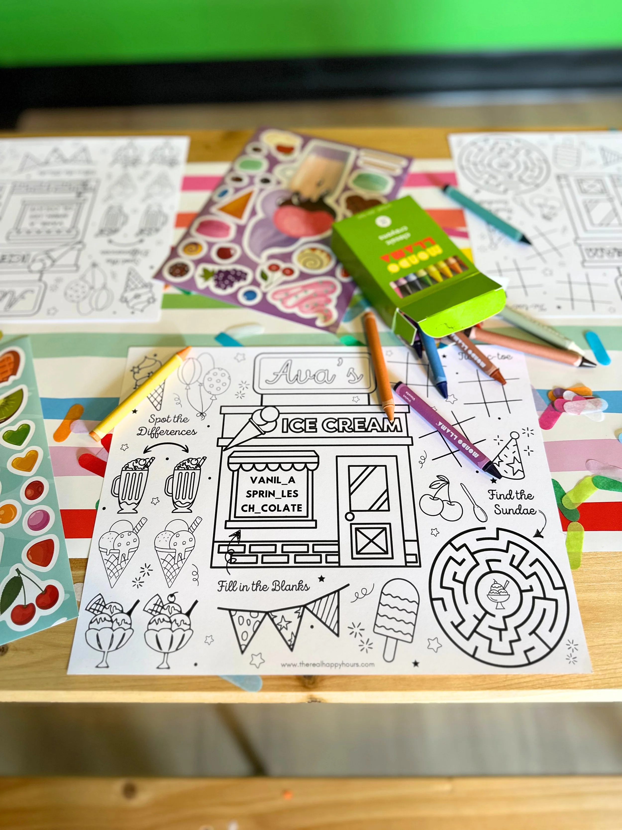 high point creamery denver with the real happy hours party-in-a-box custom coloring and activity sheet personalized kids party supplies and favors