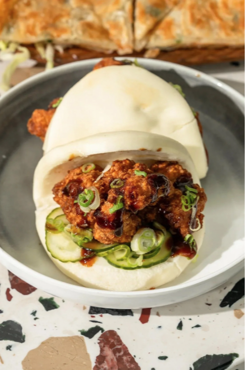 Neko Panchi fried chicken bao buns in Arlington VA