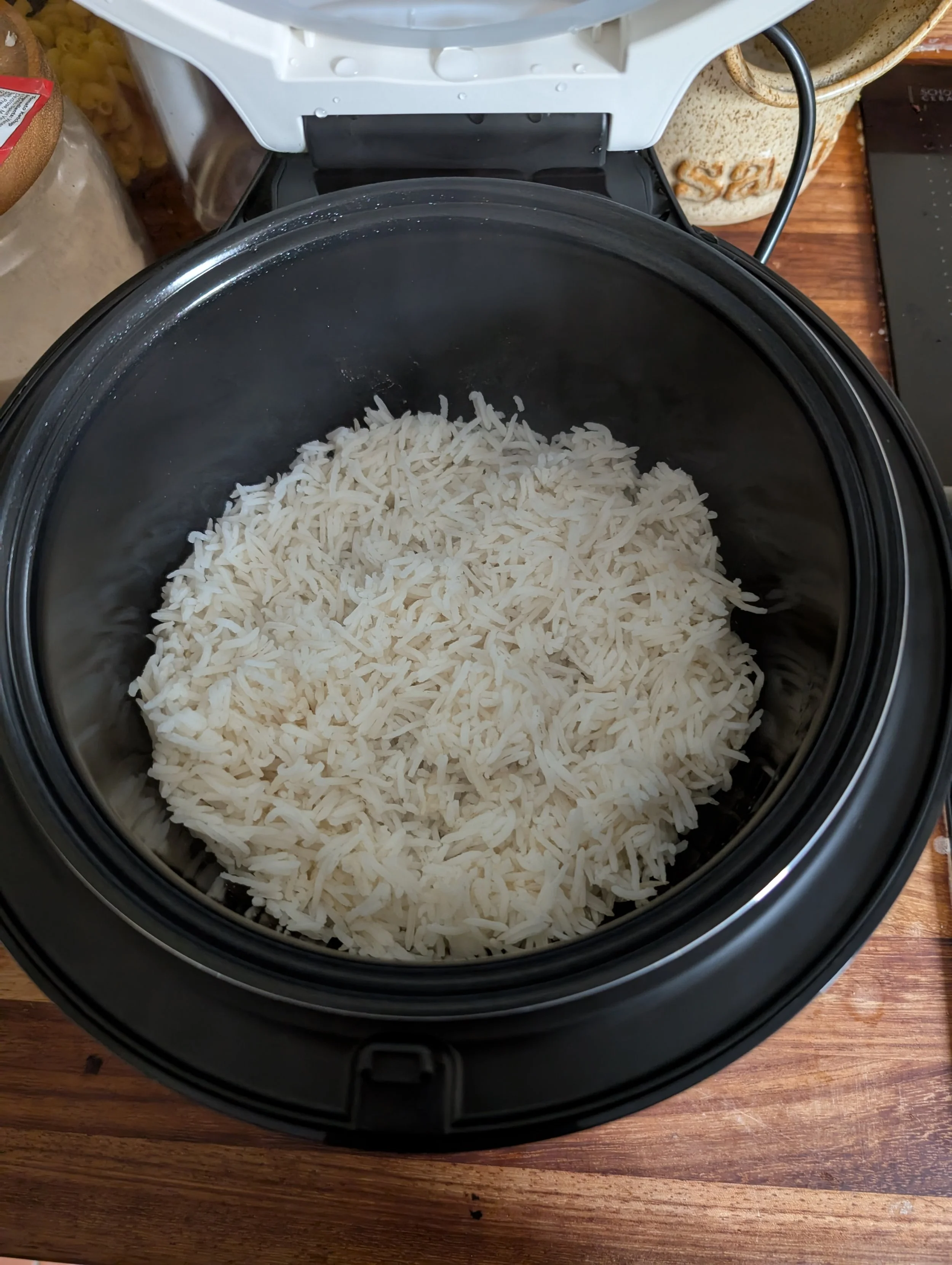 Basmati rice that has just been cooked in an Instant Pot