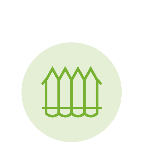 Illustration of a green heating element with five vertical rods inside a light green circle.