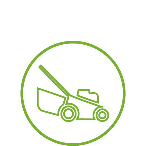 Icon of a lawn mower inside a circle with a slash through it, indicating no lawn mowing.