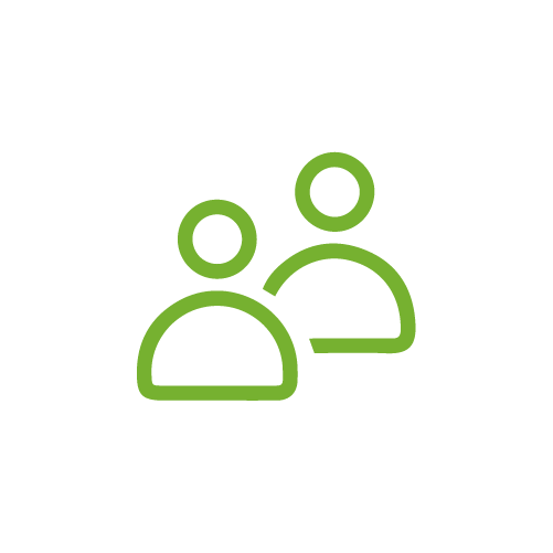 Icon of two green human figures representing users or people.