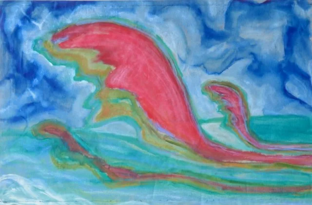 Fear | 59 x 38 cm | 2026 | Acryl und wasserlösliche Pastelle auf Leinwand