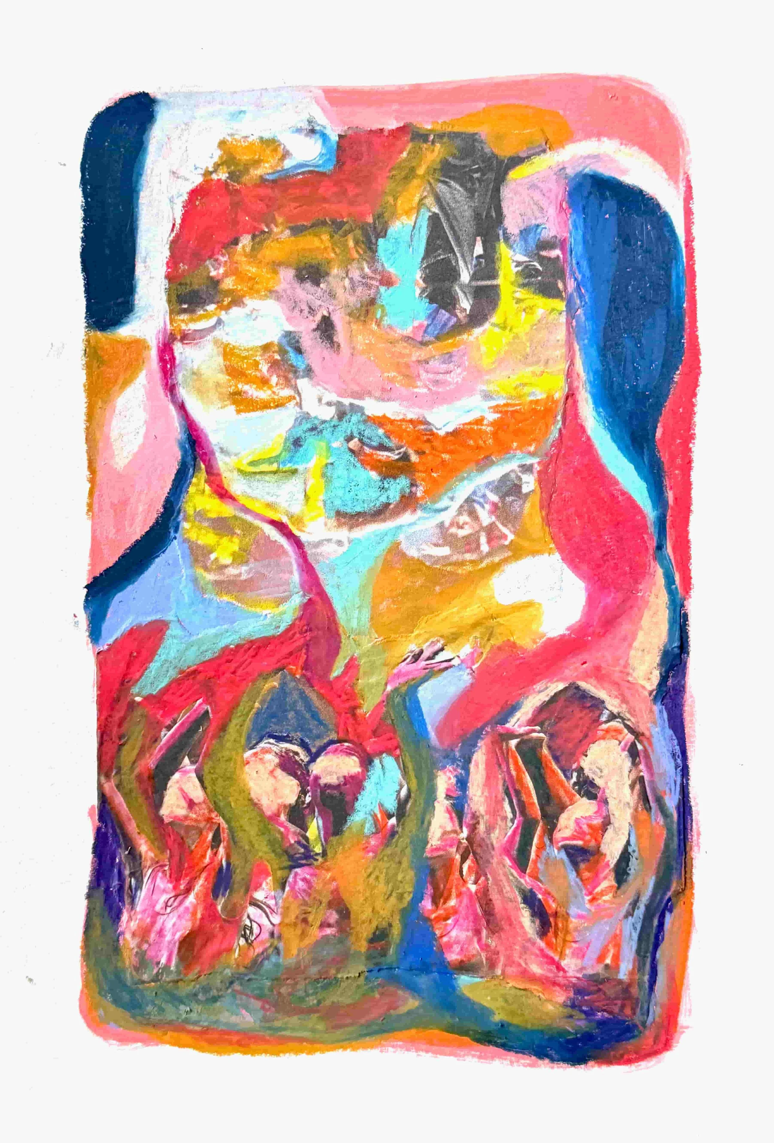 Collective Power | 21x30cm | 2024 | Acrylic, watersoluble pastels and collage on paper