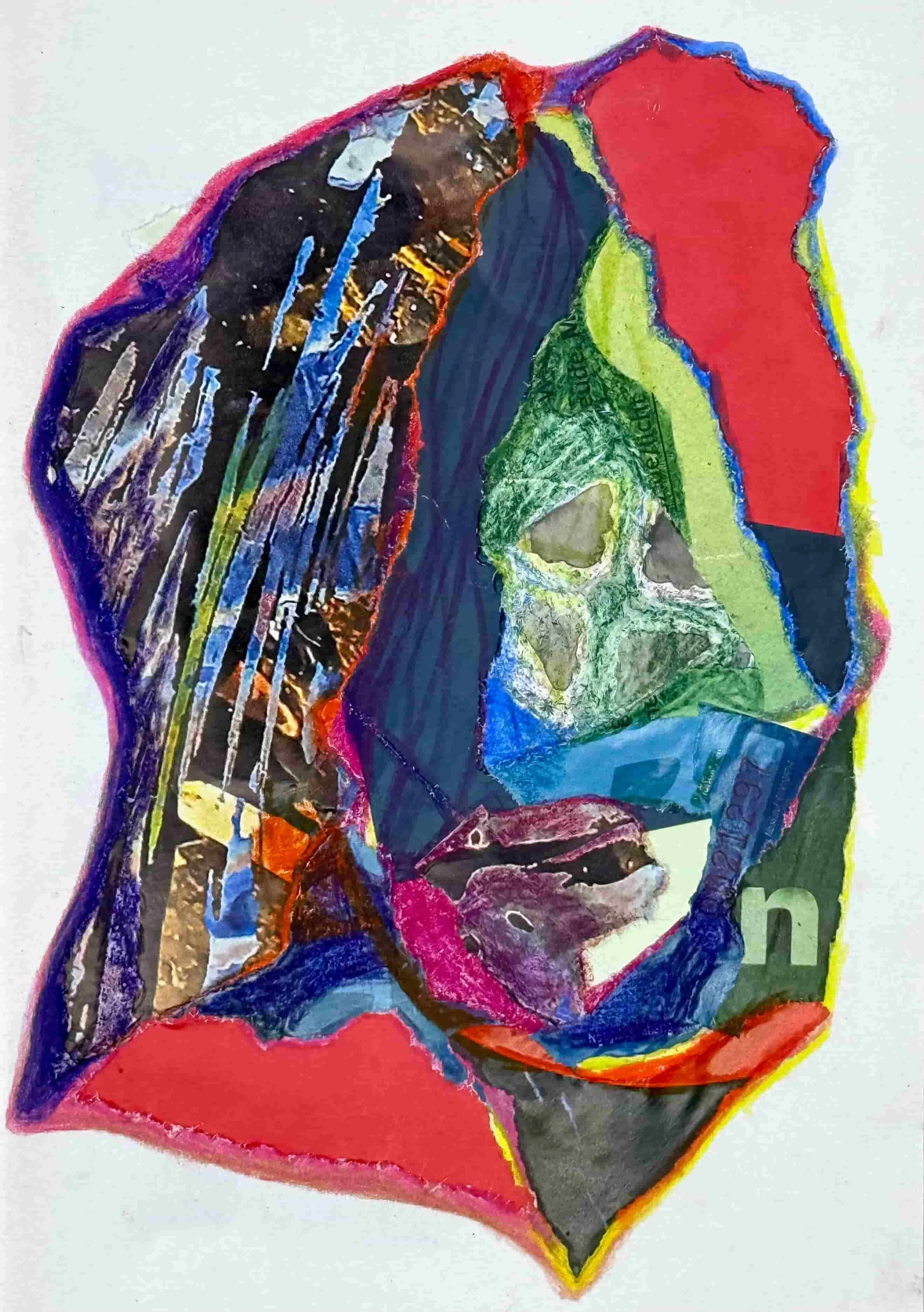 Rainbow mineral | 15x20cm | 2025 | Collage and watersoluble pastels on paper 