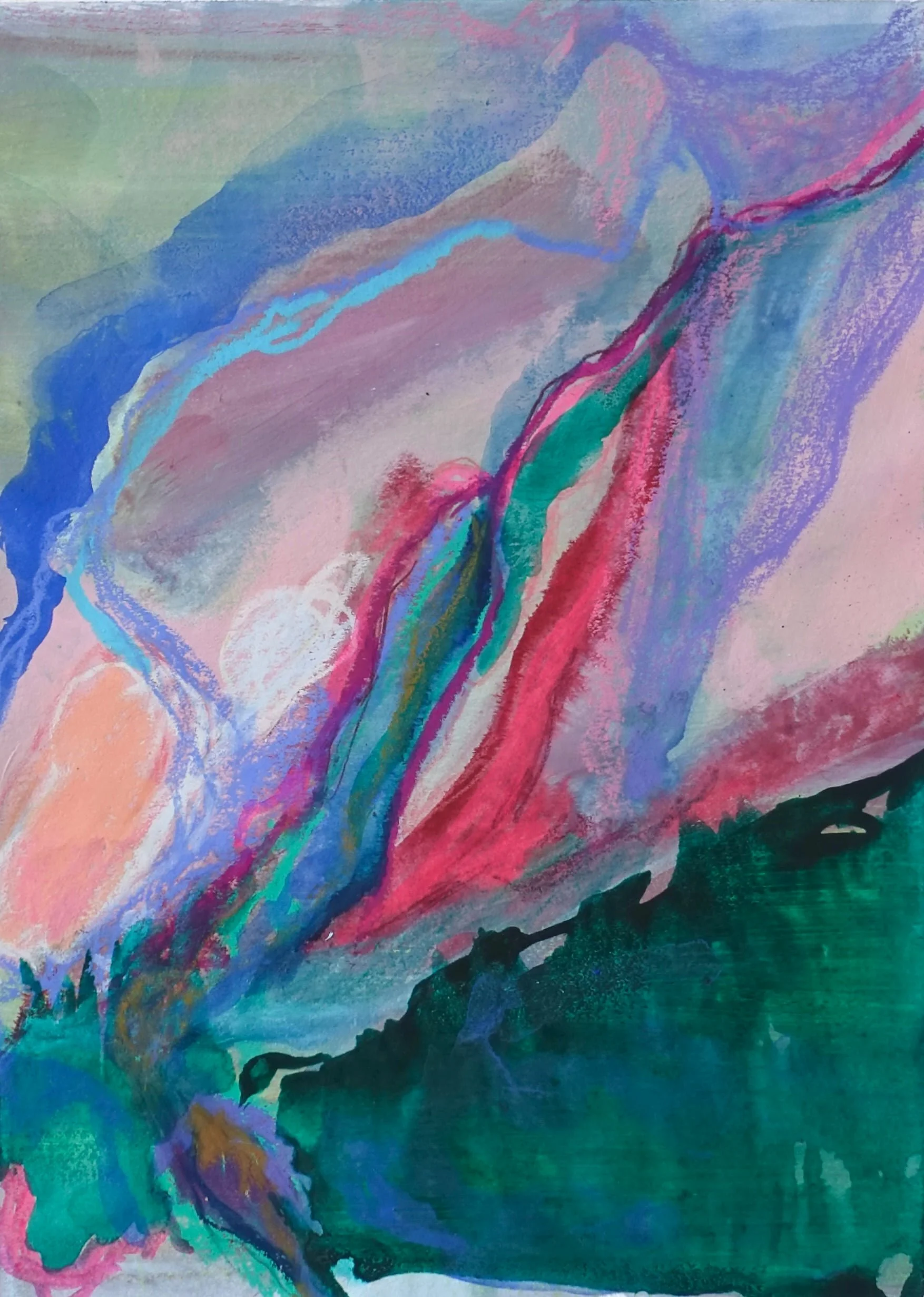 Fairytale forrest: a close up No. 1 | 21x30cm | 2024 | Acrylic and watersoluble pastels on paper