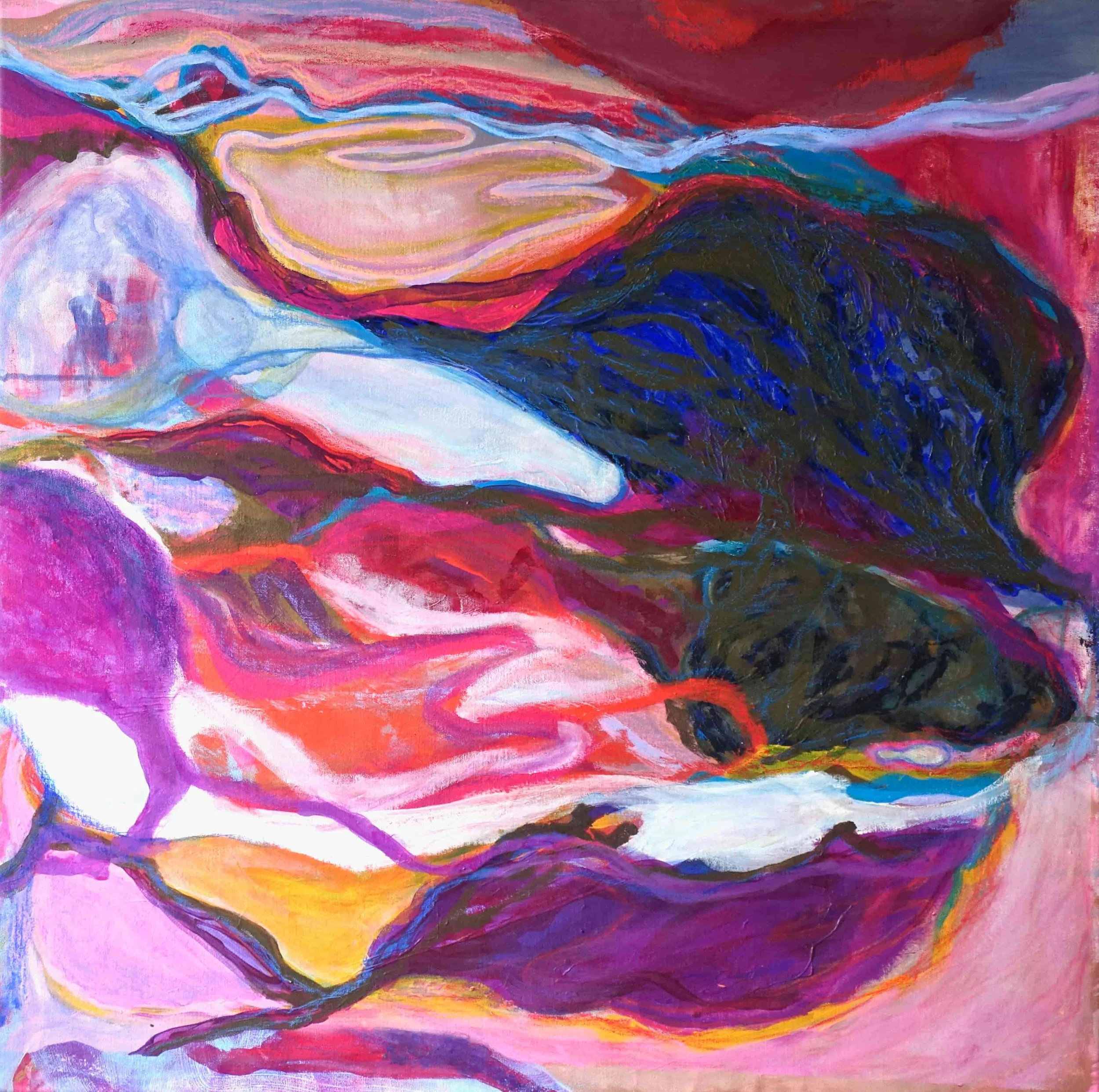 Hibernation | 90x90cm | 2024 | Acrylic and watersoluble pastels on canvas 