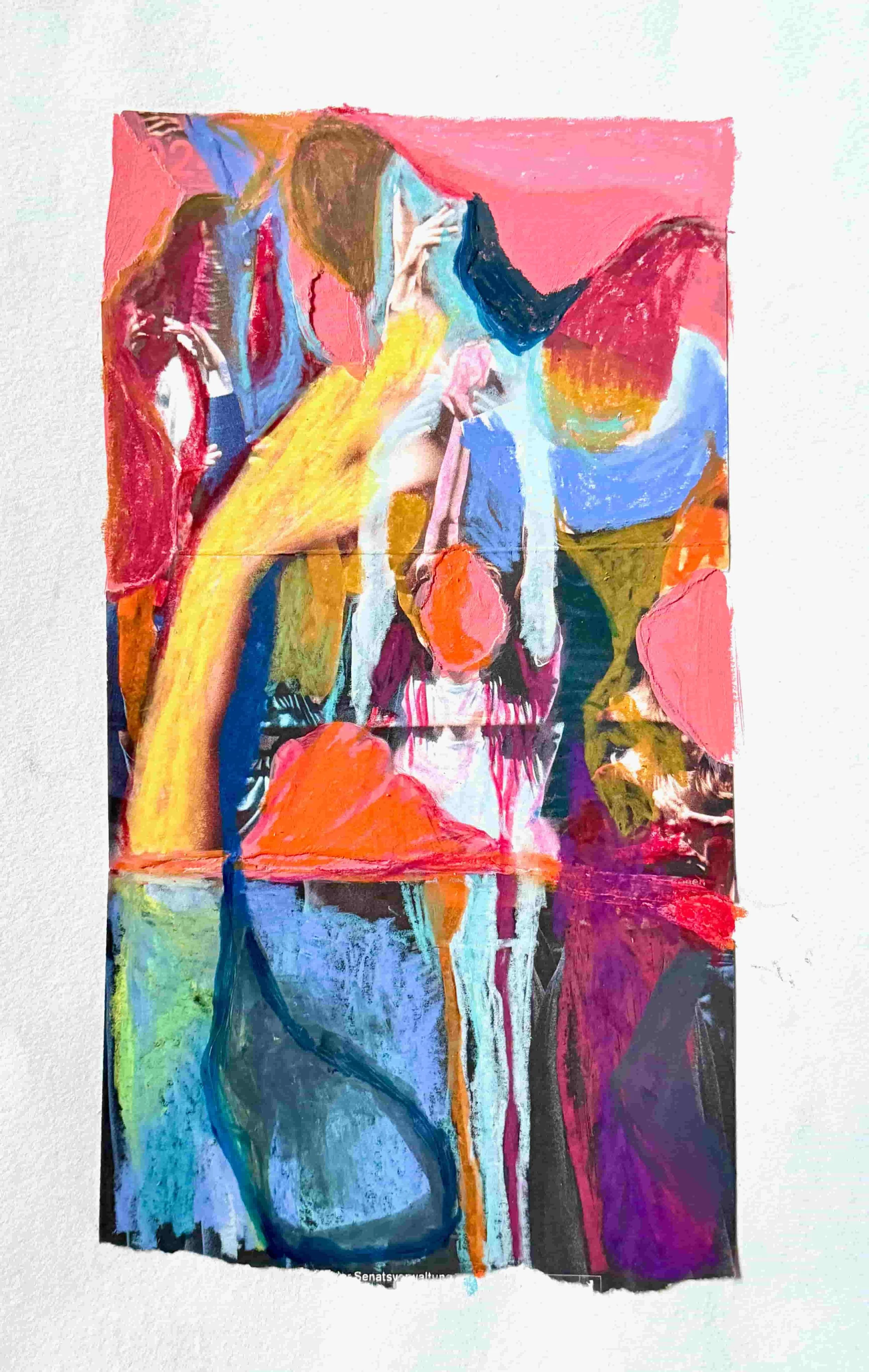 Rise | 21x30cm | 2024 | Acrylic, watersoluble pastels and collage on paper (private collection)