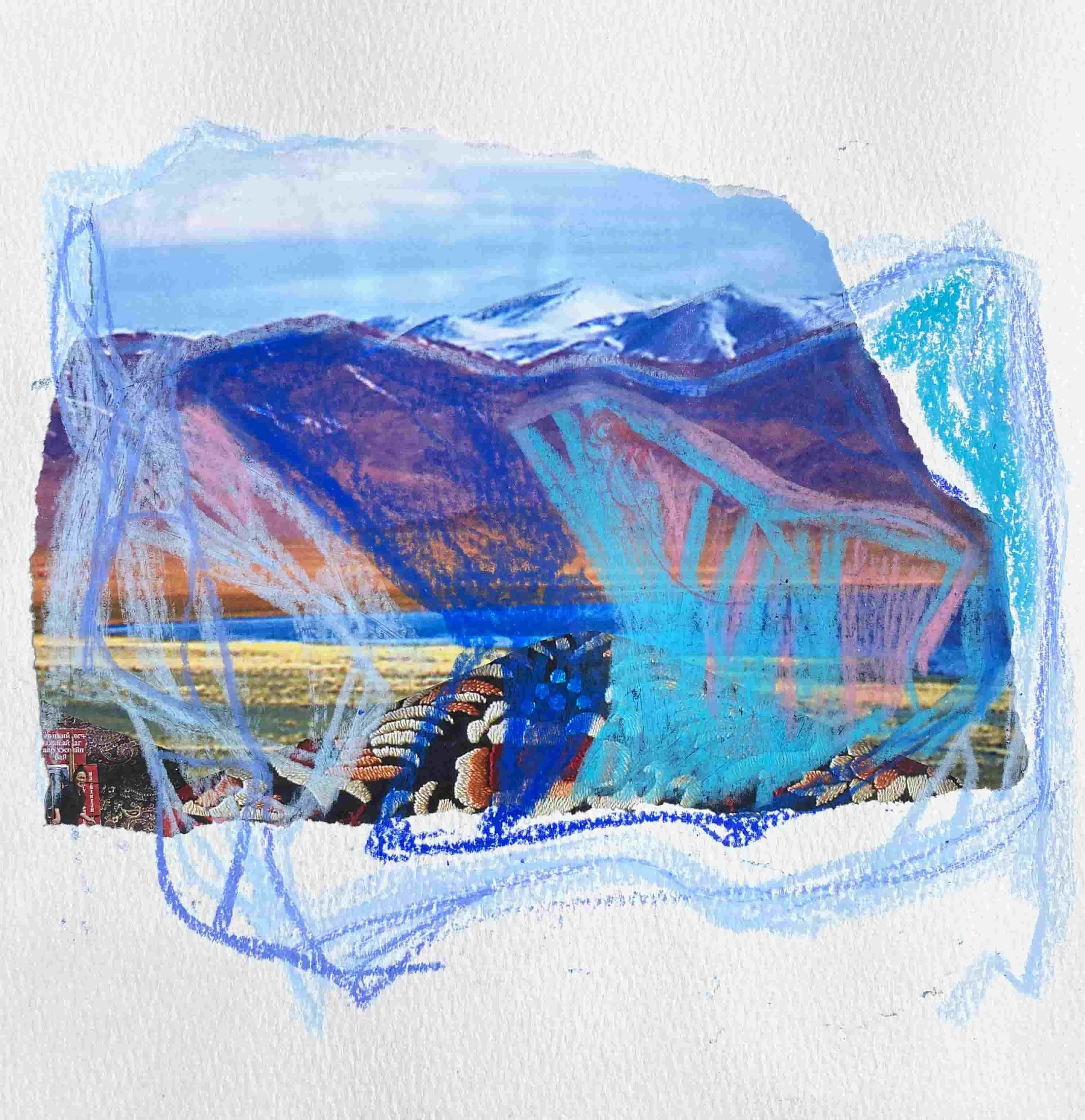 Sphere | 15x20cm | 2025 | Collage and watersoluble pastels on paper 