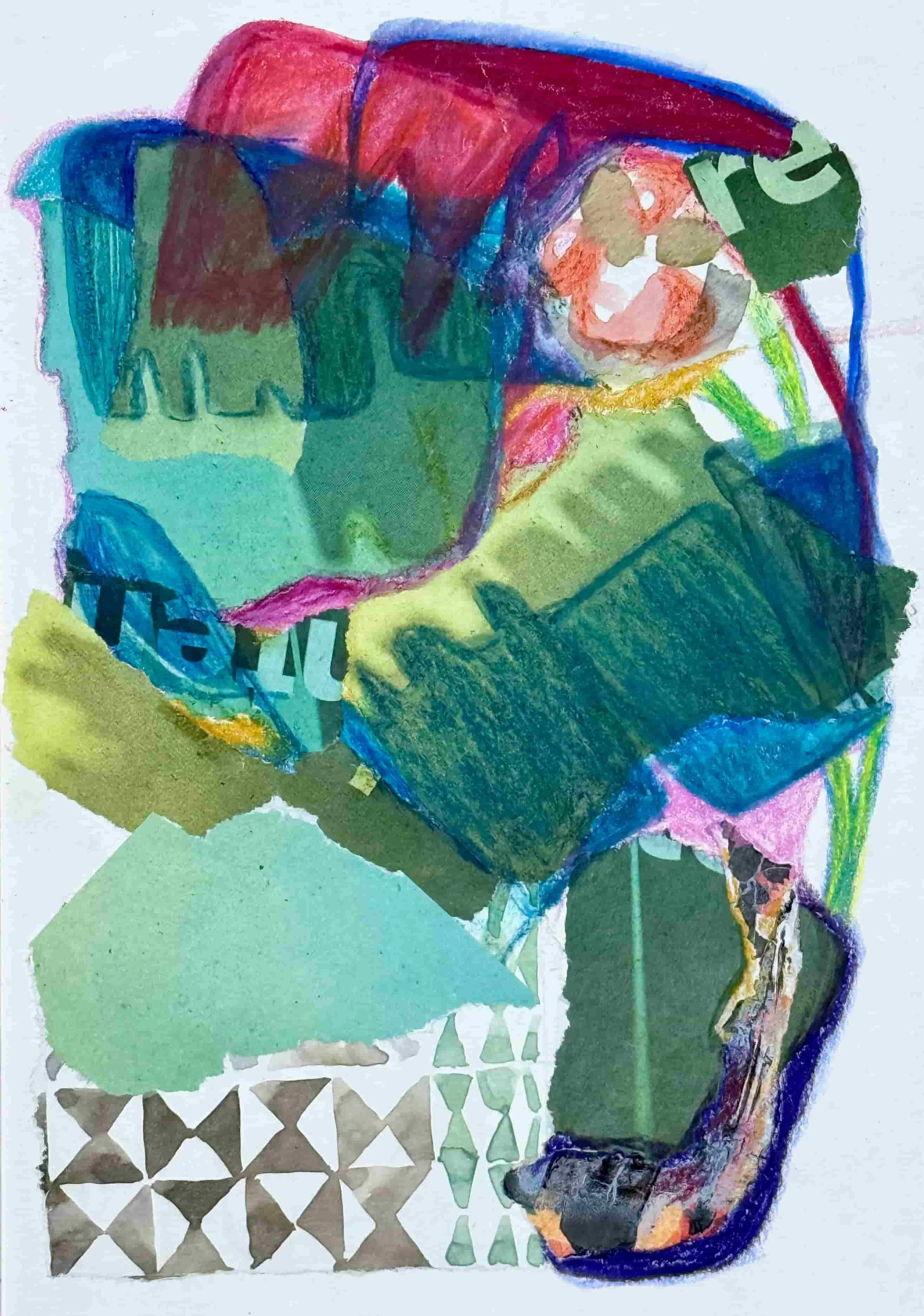 Tropical Mood No. 2 | 15x20cm | 2025 | Collage and watersoluble pastels on paper 