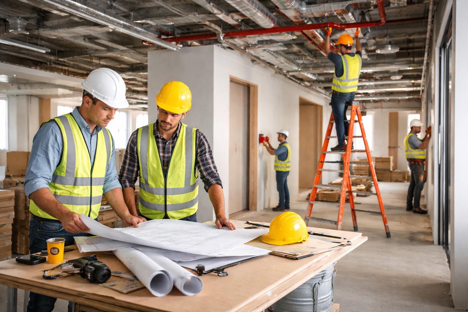 Office renovation with fire system installation