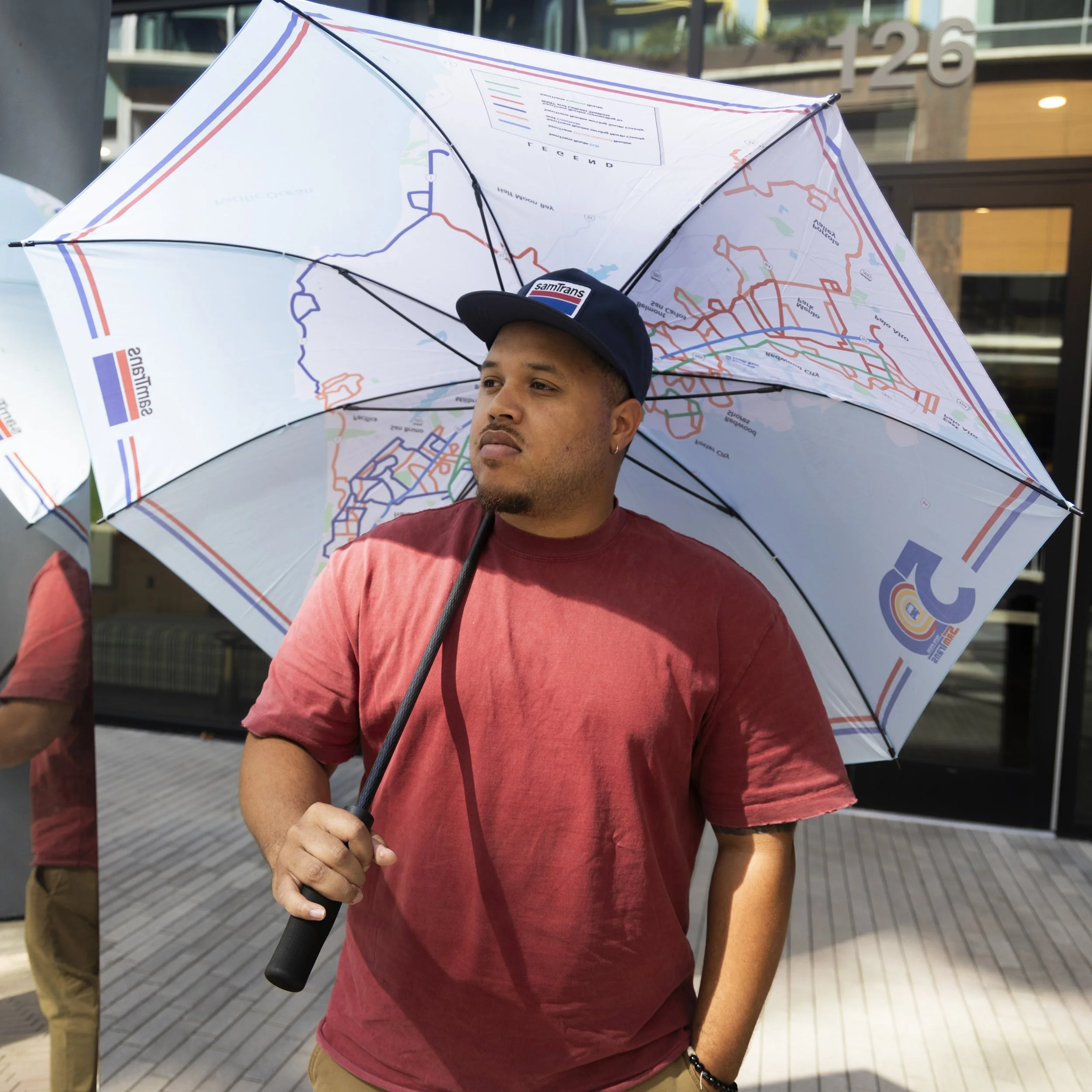 Person holding umbrella