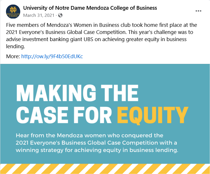 ND Women in Business team wins equity case competition