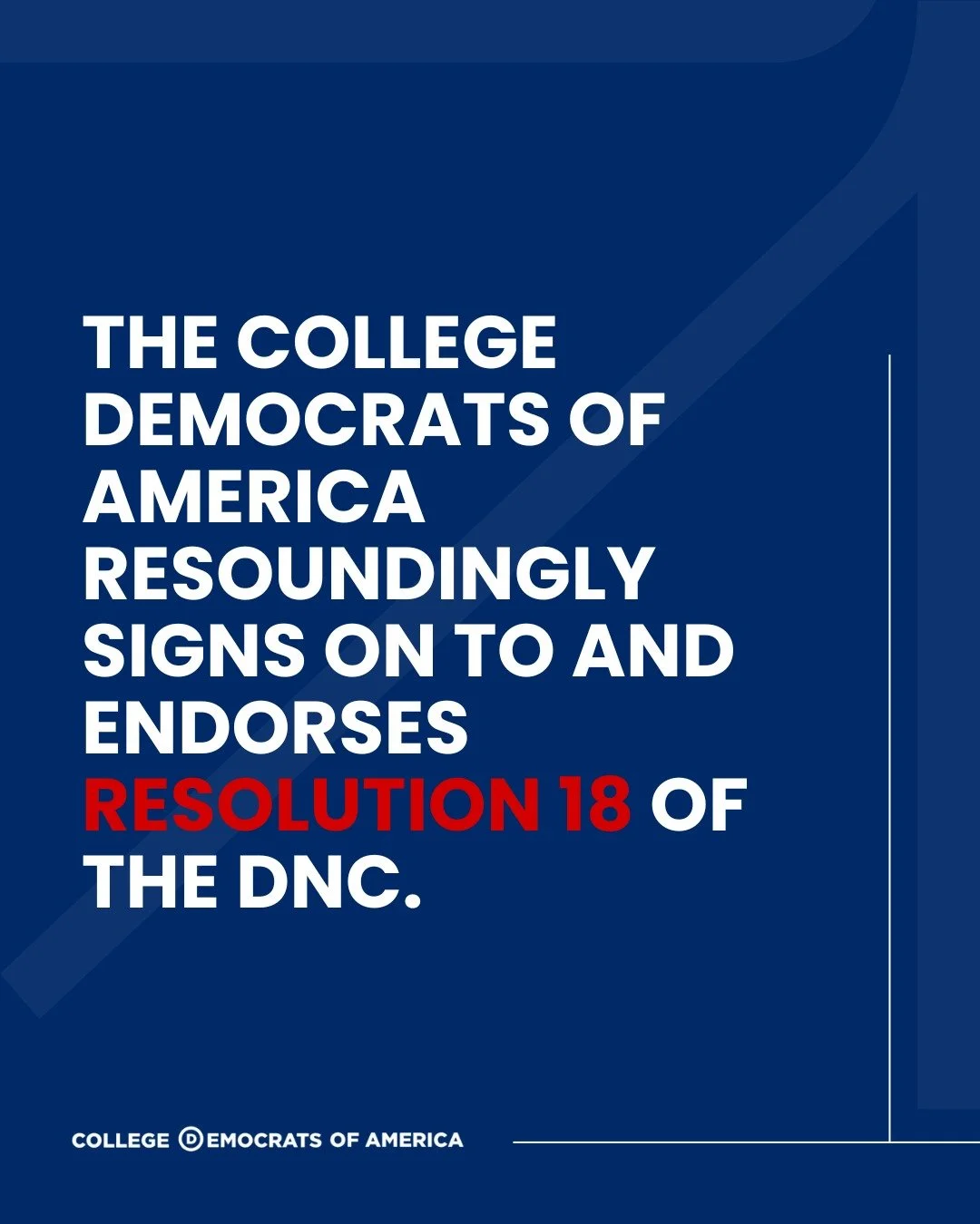 The time to act is now. CDA is proud to endorse Resolution 18 of the DNC.