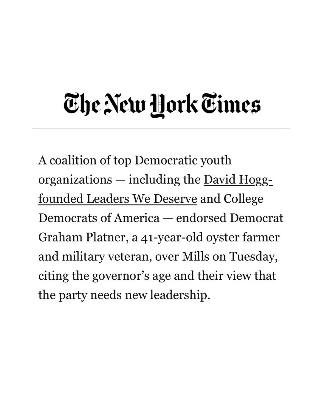 Our endorsement for @grahamformaine is making waves! Join our fight support young, principled candidates like Graham Platner.
#collegedemocrats #grahamplatner #mainesenate #youngdems