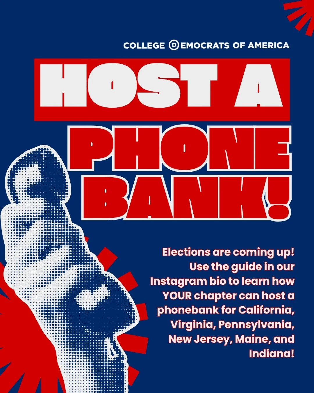 Do you want to host a phone bank for the upcoming elections in California, Virginia, Pennsylvania, New Jersey, Maine, and Indiana? Use the link in our bio for an all-encompassing guide! #electionday