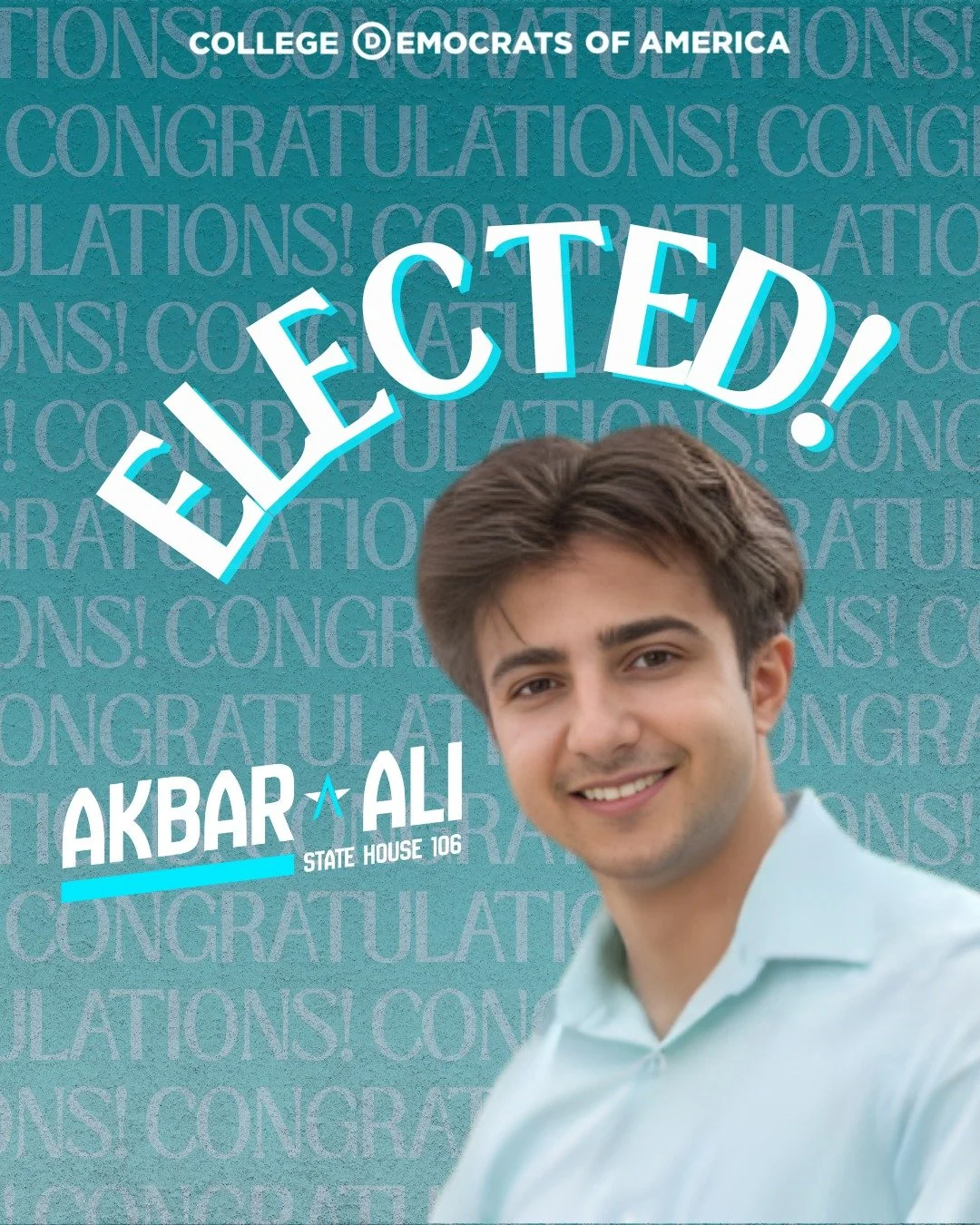 Congrats to @for.akbarali for winning his runoff for Georgia State House, making him the youngest state representative in Georgia&rsquo;s history!