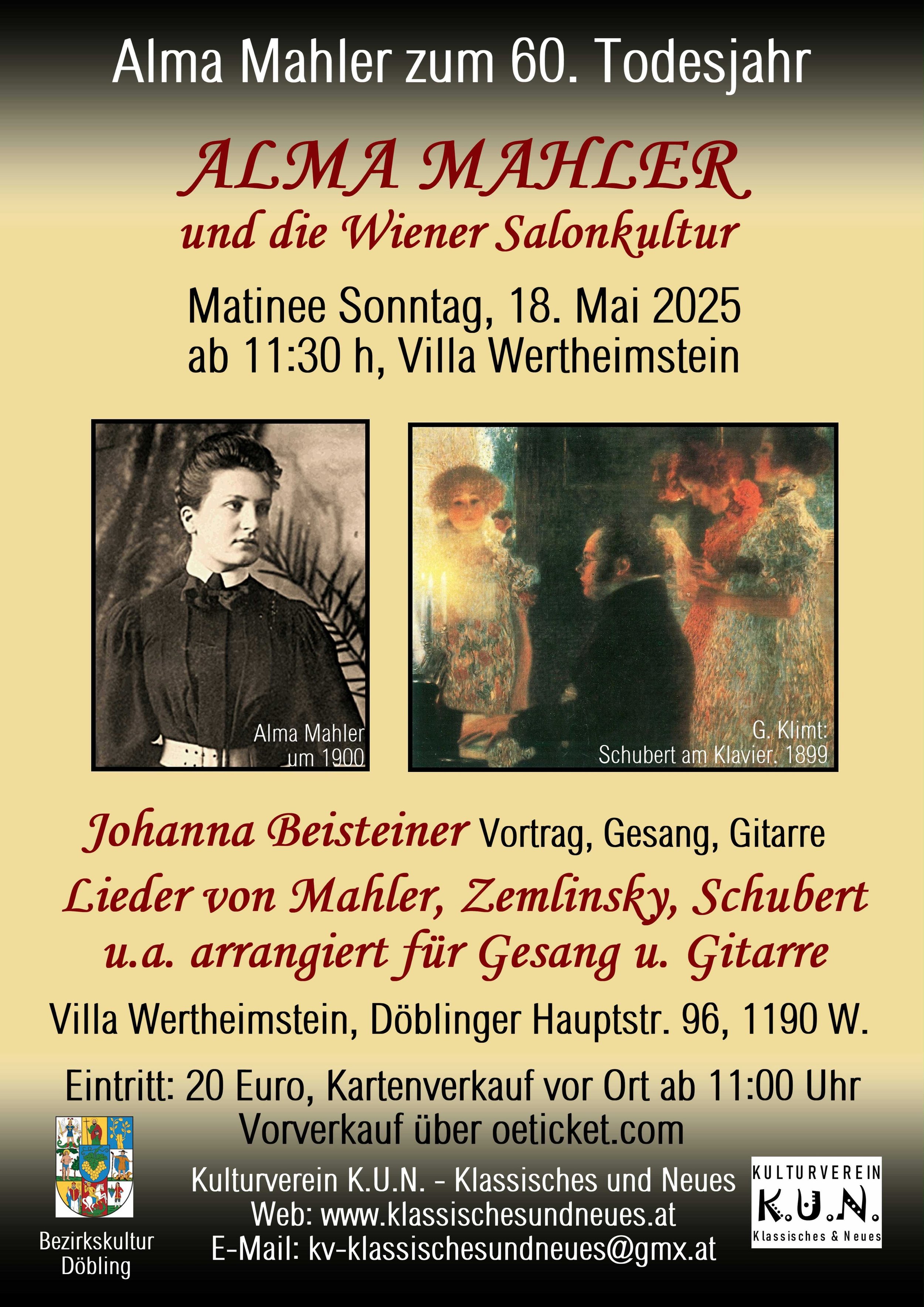 ALMA MAHLER UND DIE WIENER SALONKULTUR - Matinée - Soloprogramm Johanna BEISTEINER