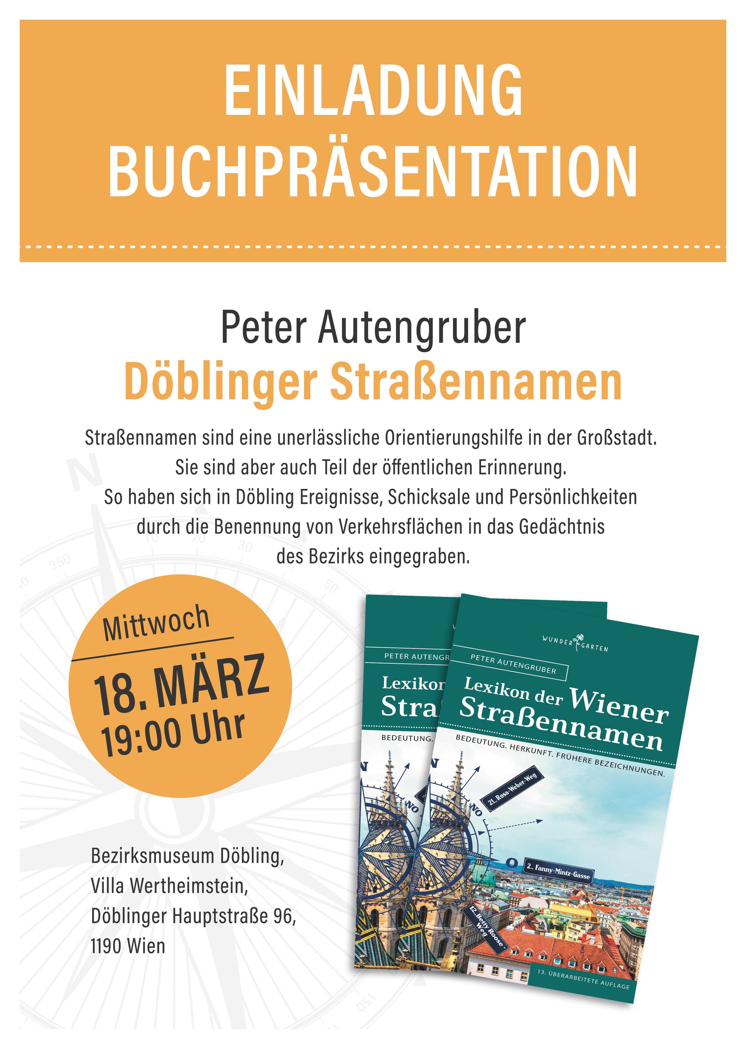 Lesung Peter Autengruber - Döblinger Straßennamen
