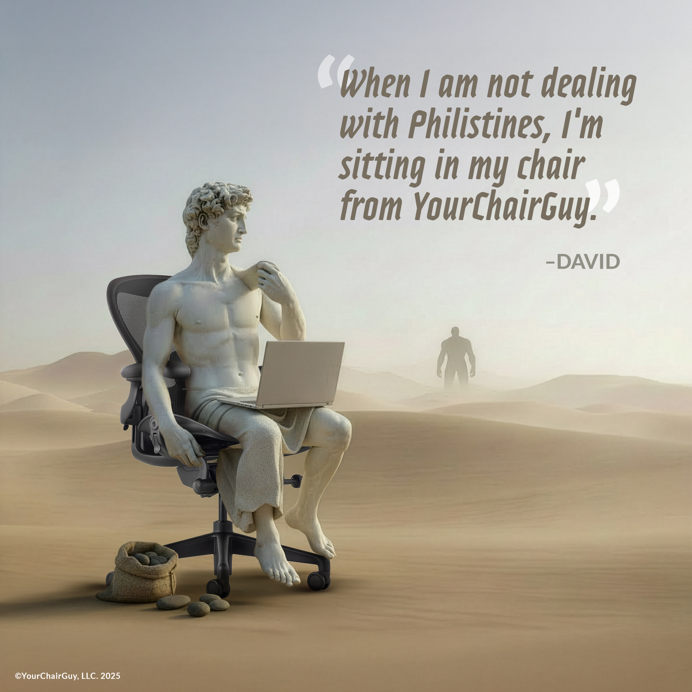 Michelangelo's David in an Aeron Chair by Herman Miller