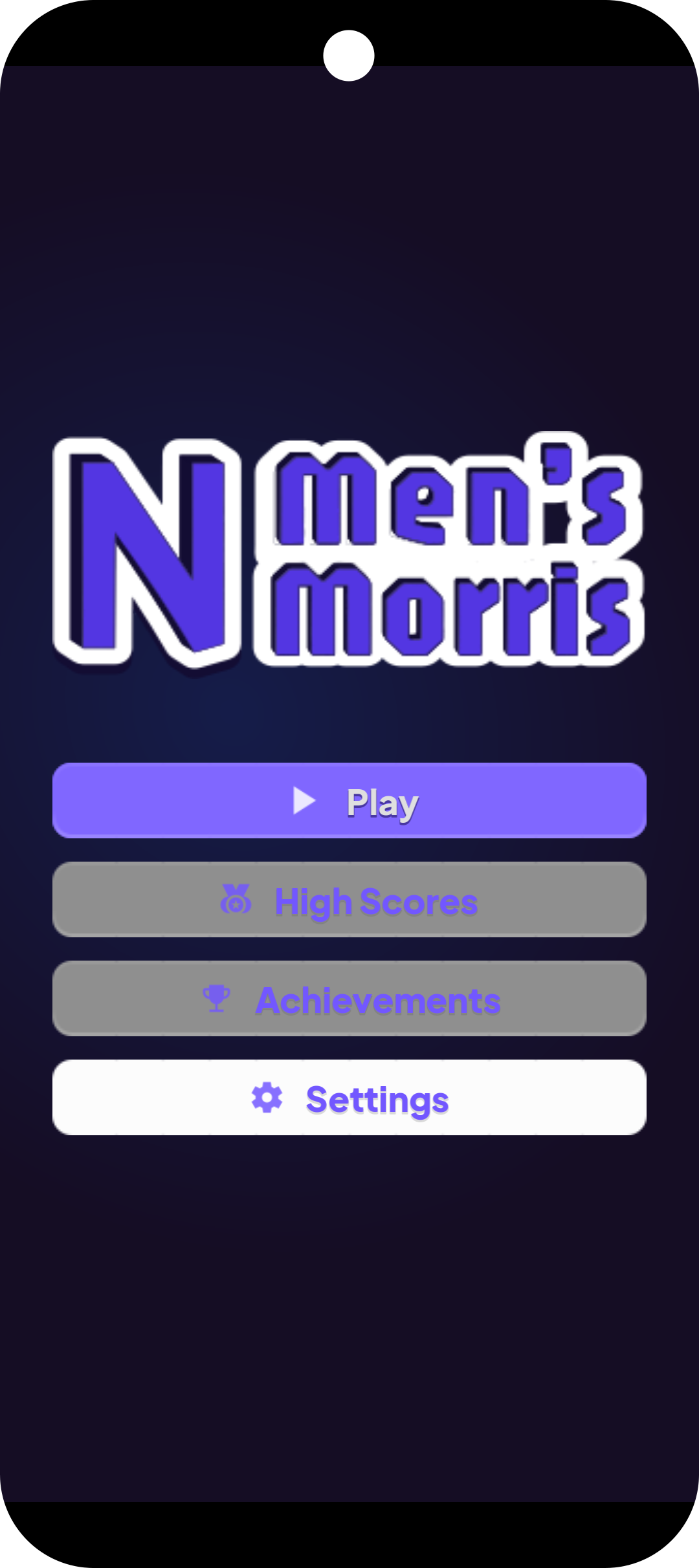 Main screen for N Men's Morris
