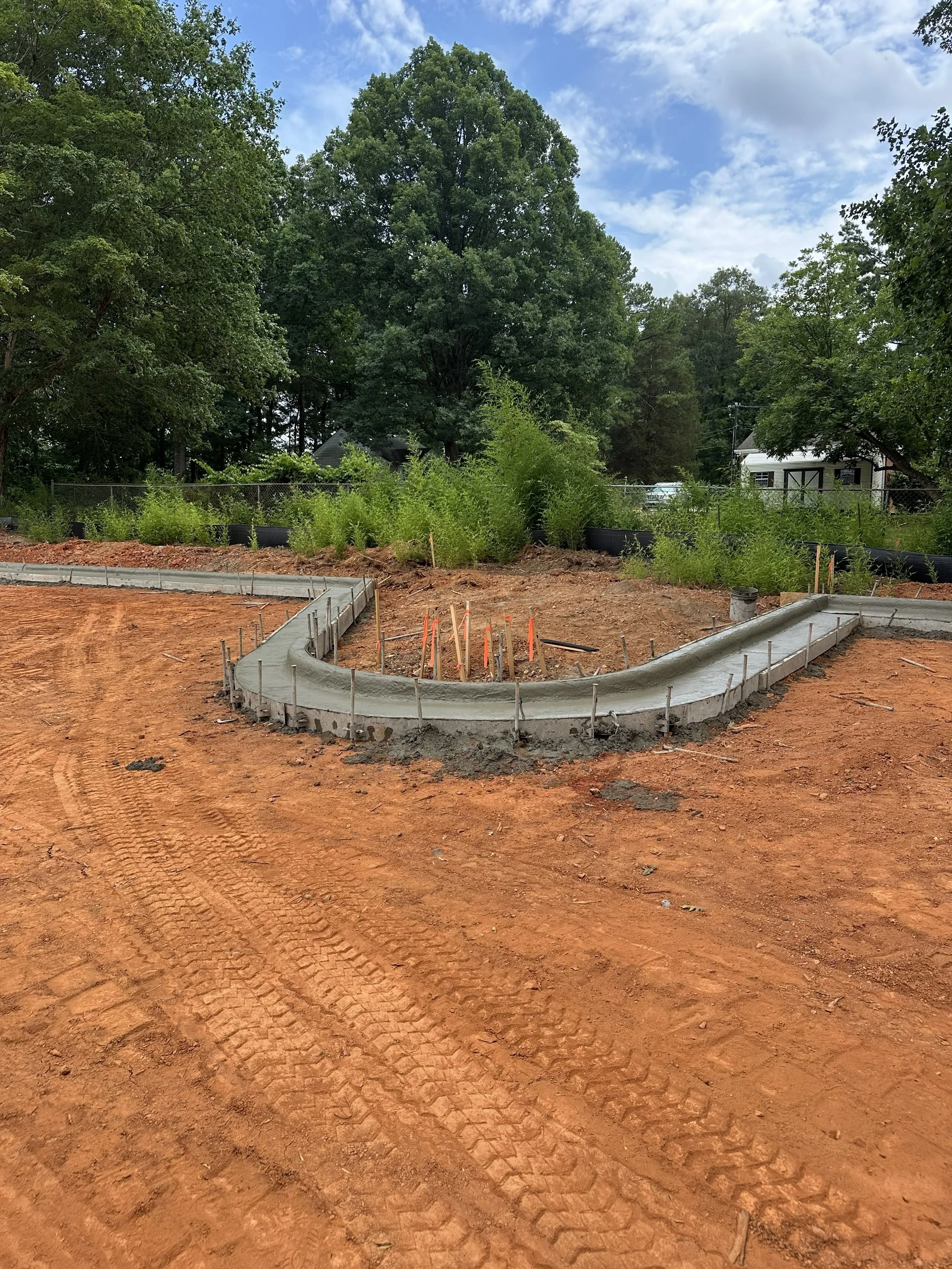 Curbing has been poured