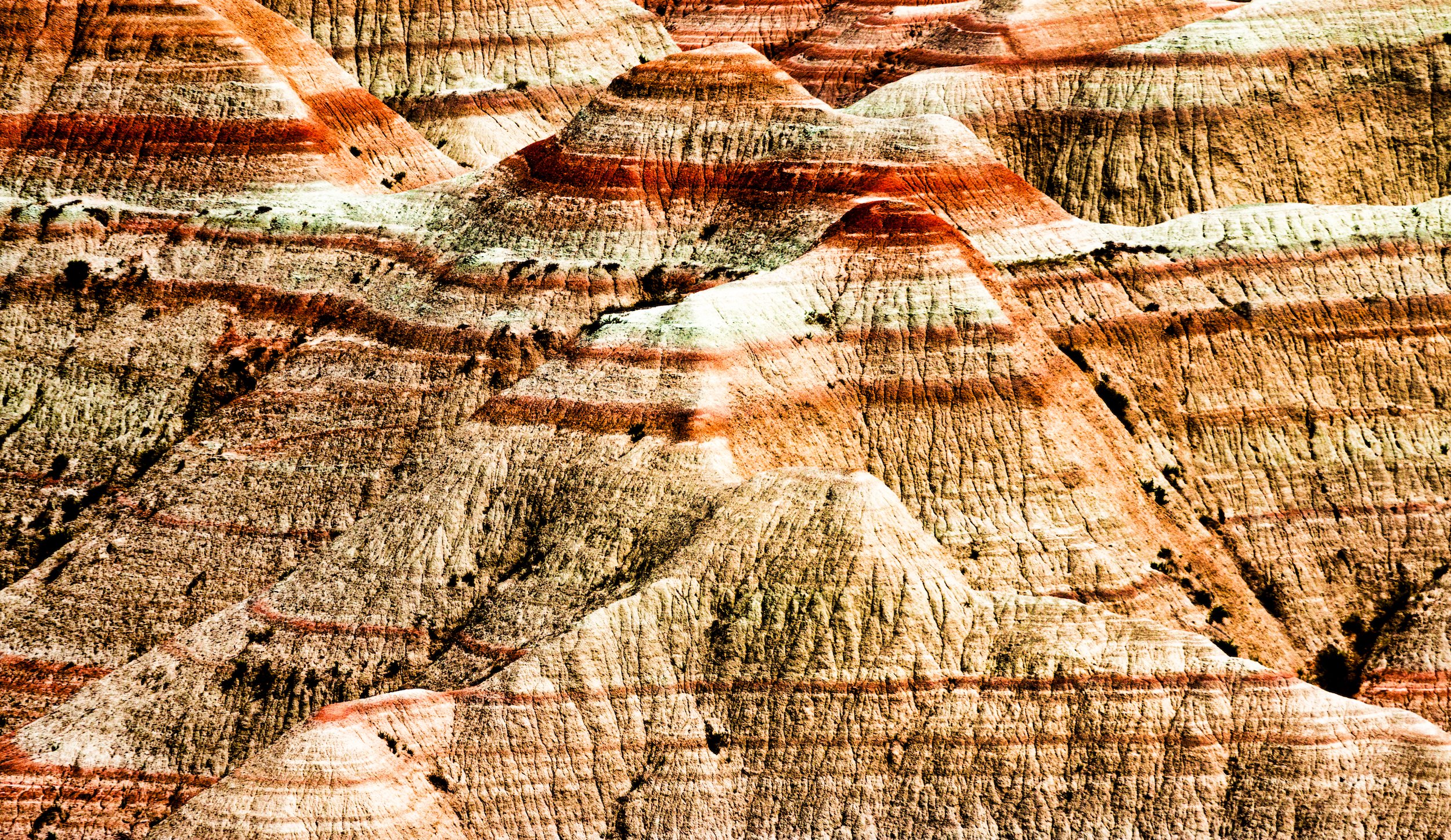 Red And Brown Rocks At The Badlands National Park In South Dakota. 