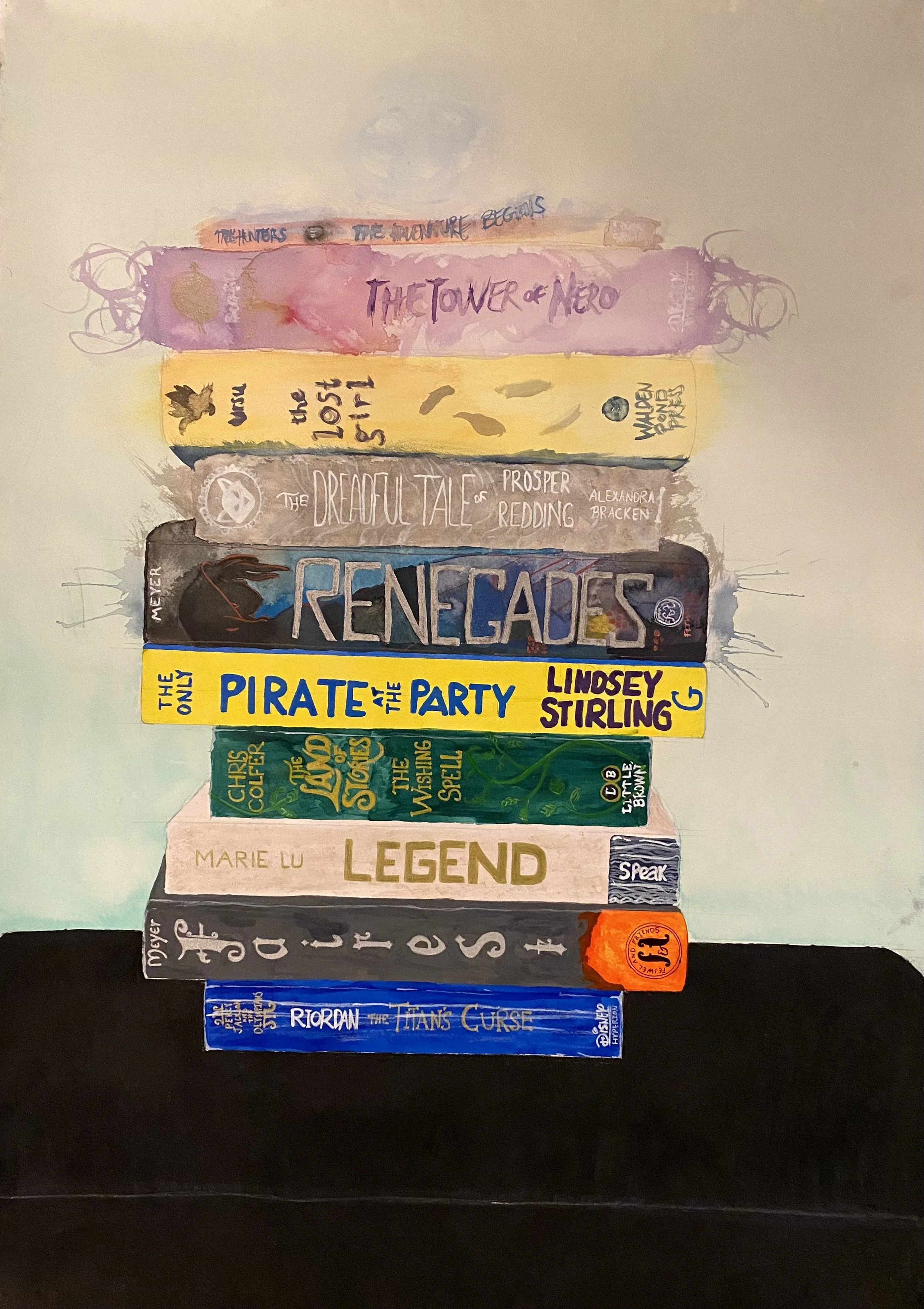 My Journey With Books, 2021, ink and charcoal on arches cover paper, 41’’ x 29’’