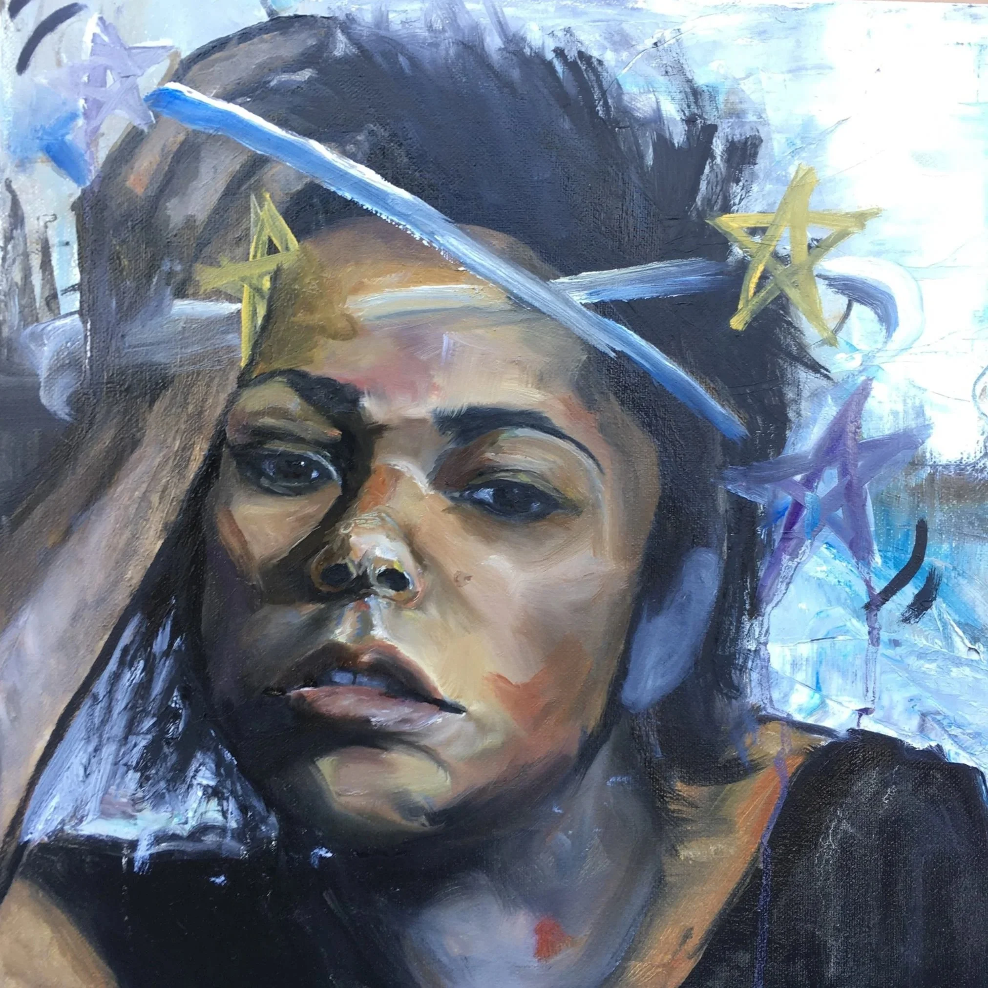 "fainting spells" - 12x12 oil on canvas, 2017
