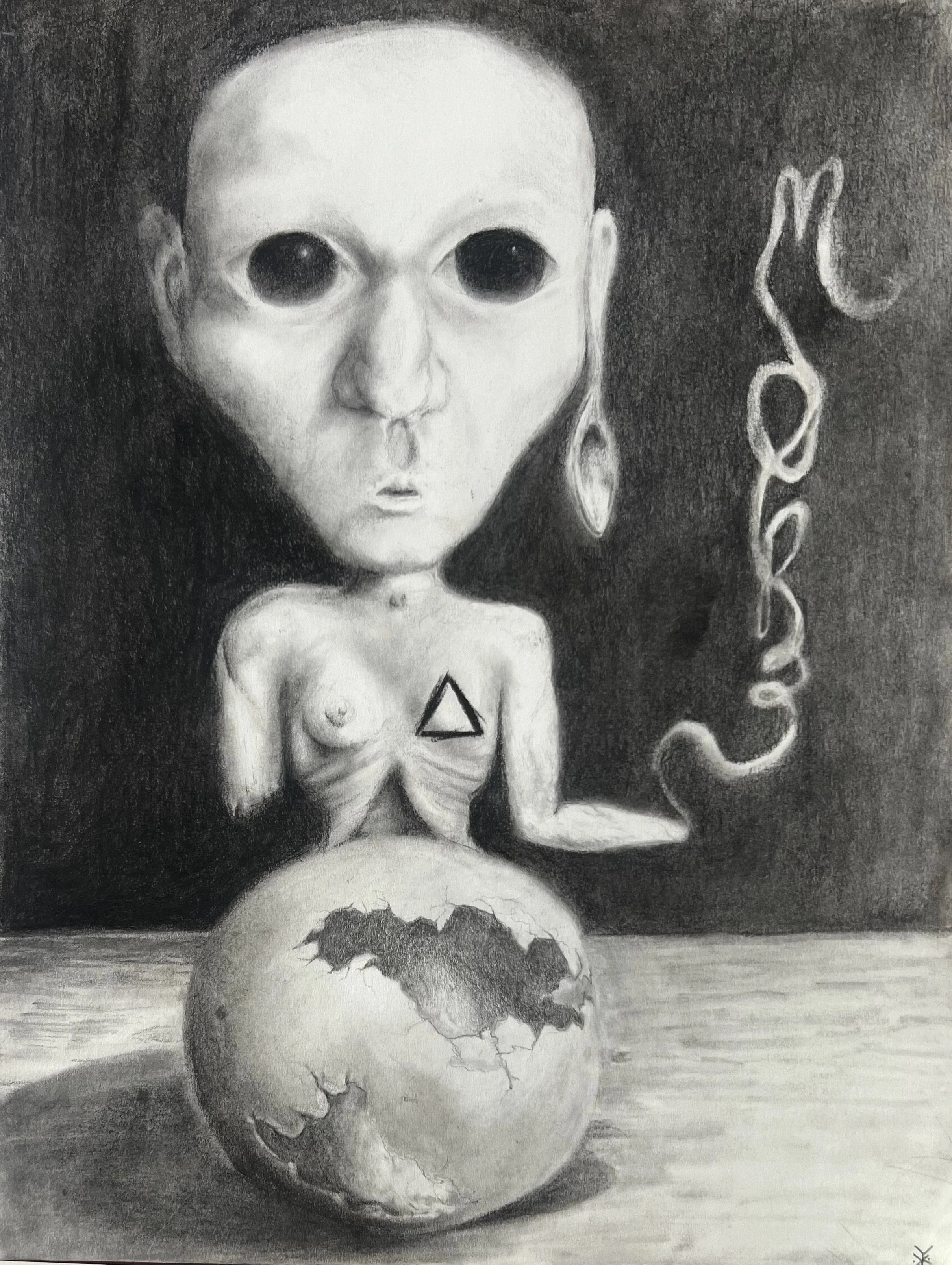 “insatiable” - charcoal on paper, 2026