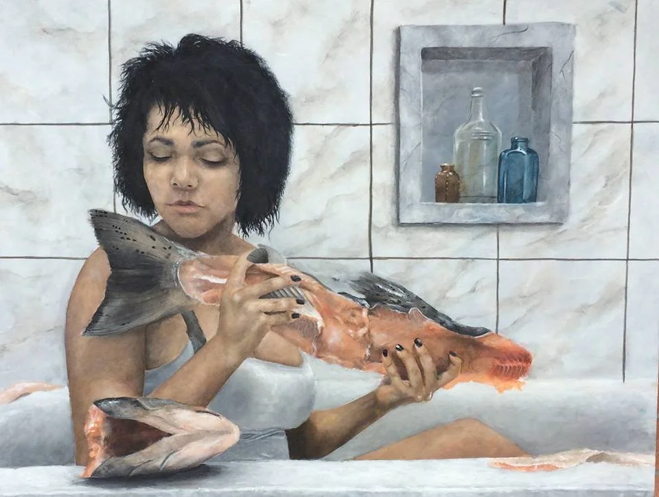 "The Catch" 60x40 Acrylic on canvas, 2017