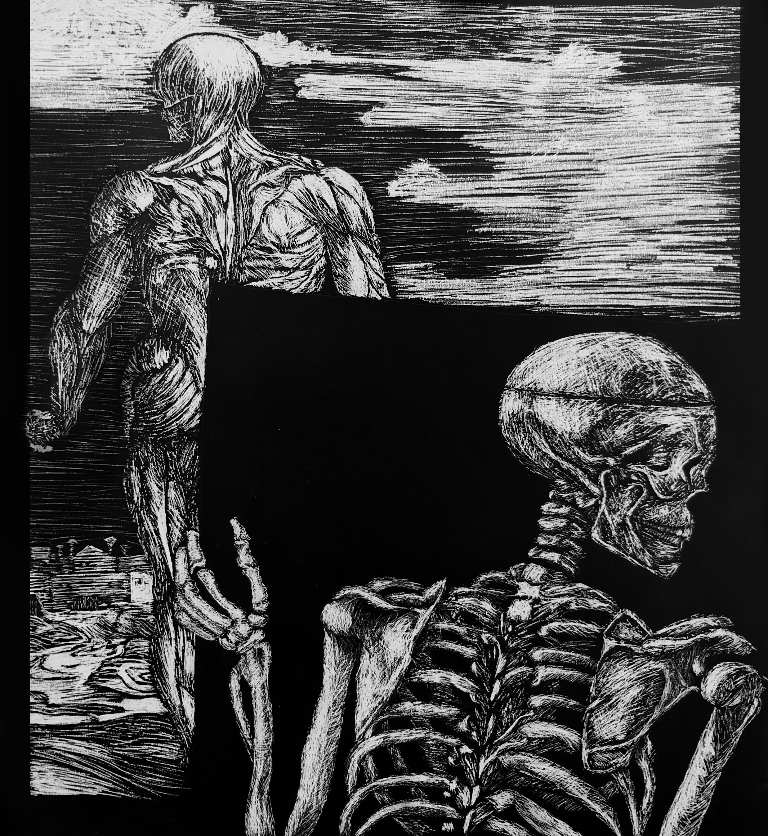 "vision board" - 8.5x9 scratchboard, 2017