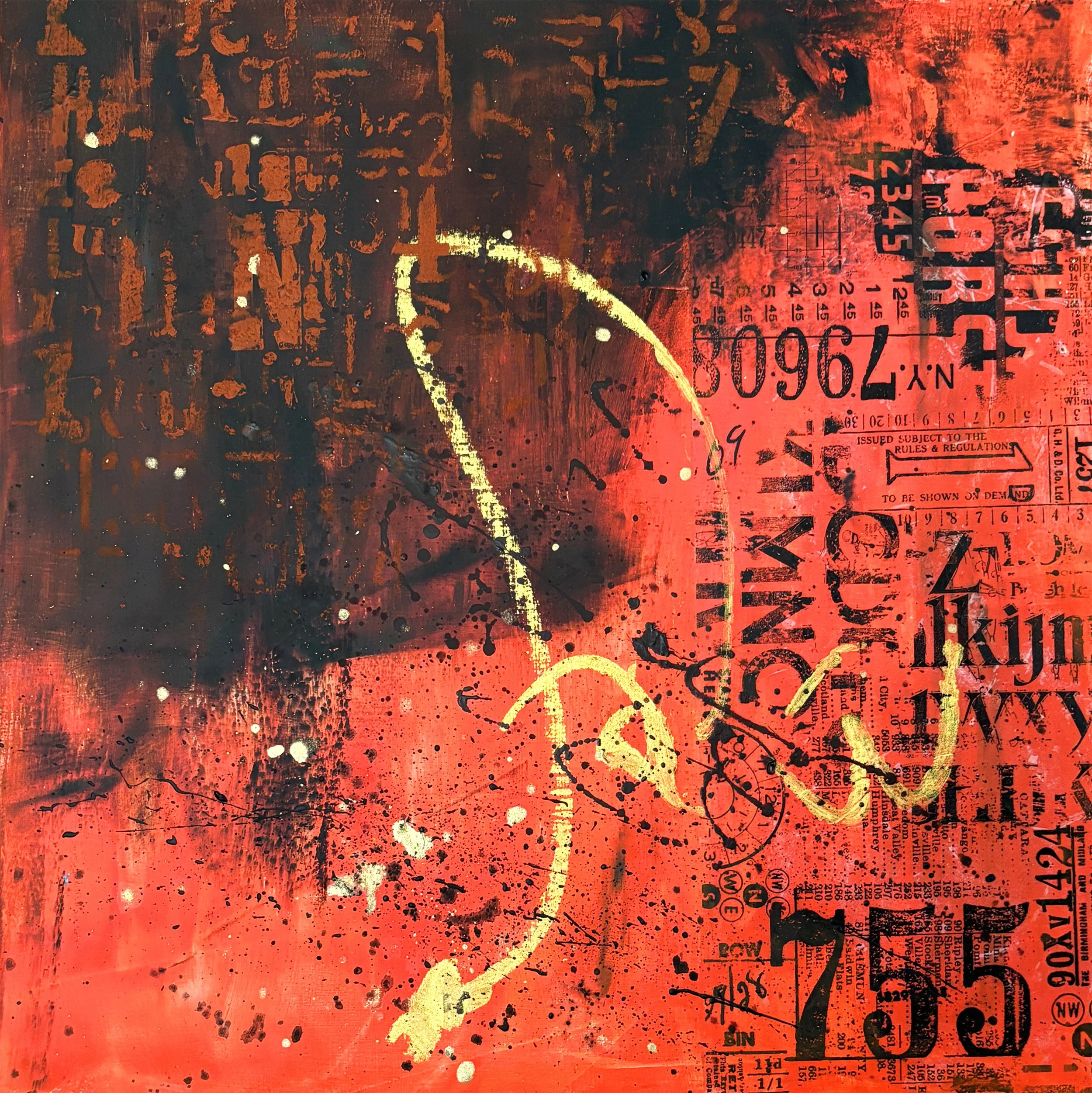 Red & Letters — 16 x 16