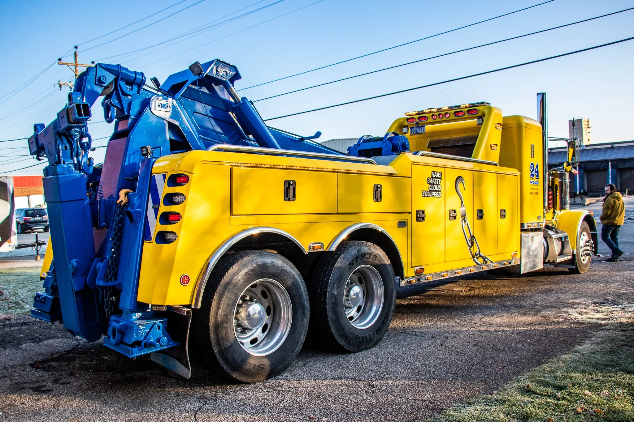 Yellow 3m Vehicle wrapped Peterbuilt with sleeper cab vinyl logos and additional graphics
