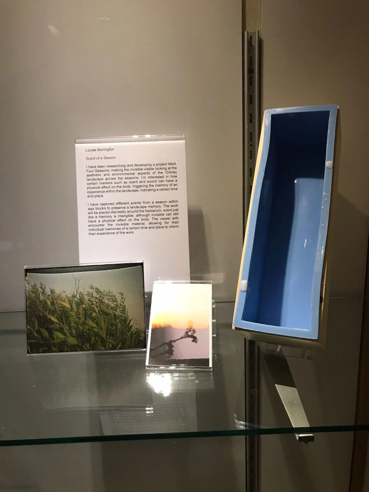 'Scent of a Season' mould used to cast scented wax blocks preserving a memory of the landscape. Exhibited as part of the 'Móti at the Museum' exhibition, March/April 2022.