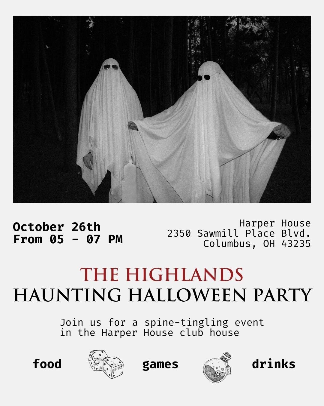 💀October 26th from 5-7pm, join us at Harper House for a haunting time at the Highlands annual Halloween Party, if you dare...👿

#apartmentliving #luxeatthehighlands #luxeapartmentscolumbus #halloweenparty #residentevent