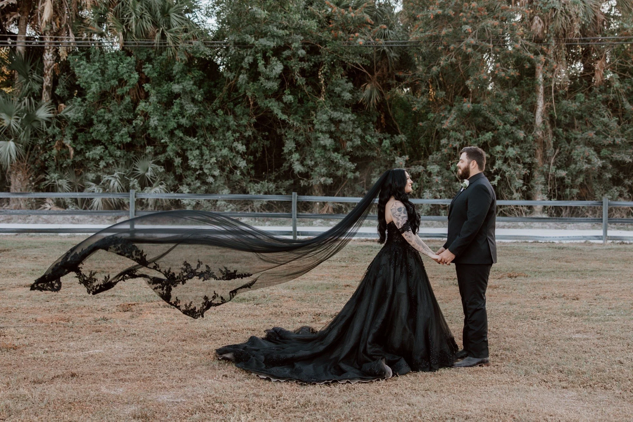 garden venue naples florida bride wearing black