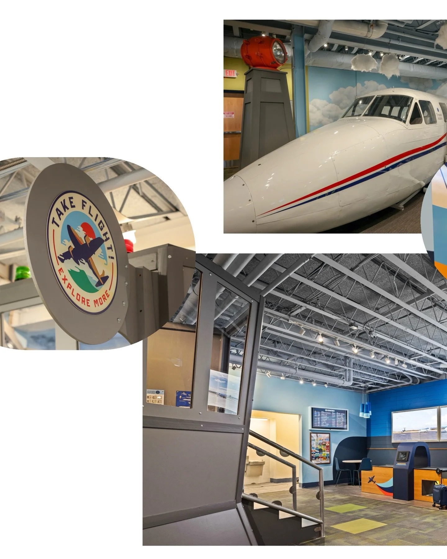 &ldquo;Travel, explore, take flight!&rdquo; Design, Custom fab, and Wayfinding for  @iexploremore x @shdairport in @downtownharrisonburg Virginia. #shapespace #exhibitdesign #learnthroughplay #madeinvirginia #customfabrication 📸 by @nickwaitephoto