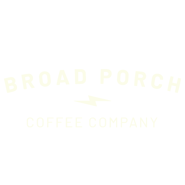 Logo of Broad Porch Coffee Company with a lightning bolt symbol.