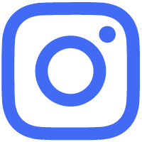 Instagram logo in blue with black background