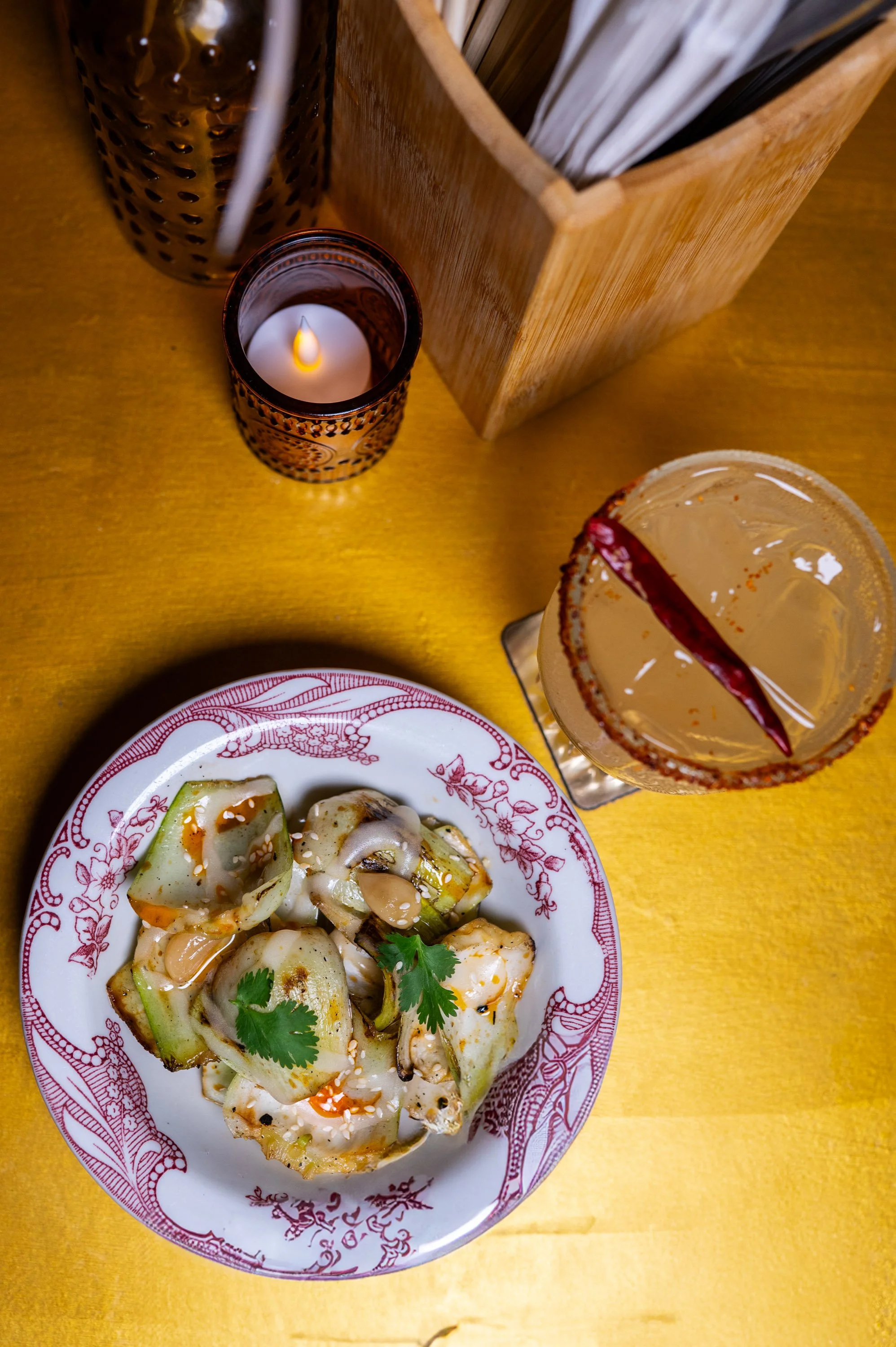 Wok charred garlic Pak Choi with mala oil