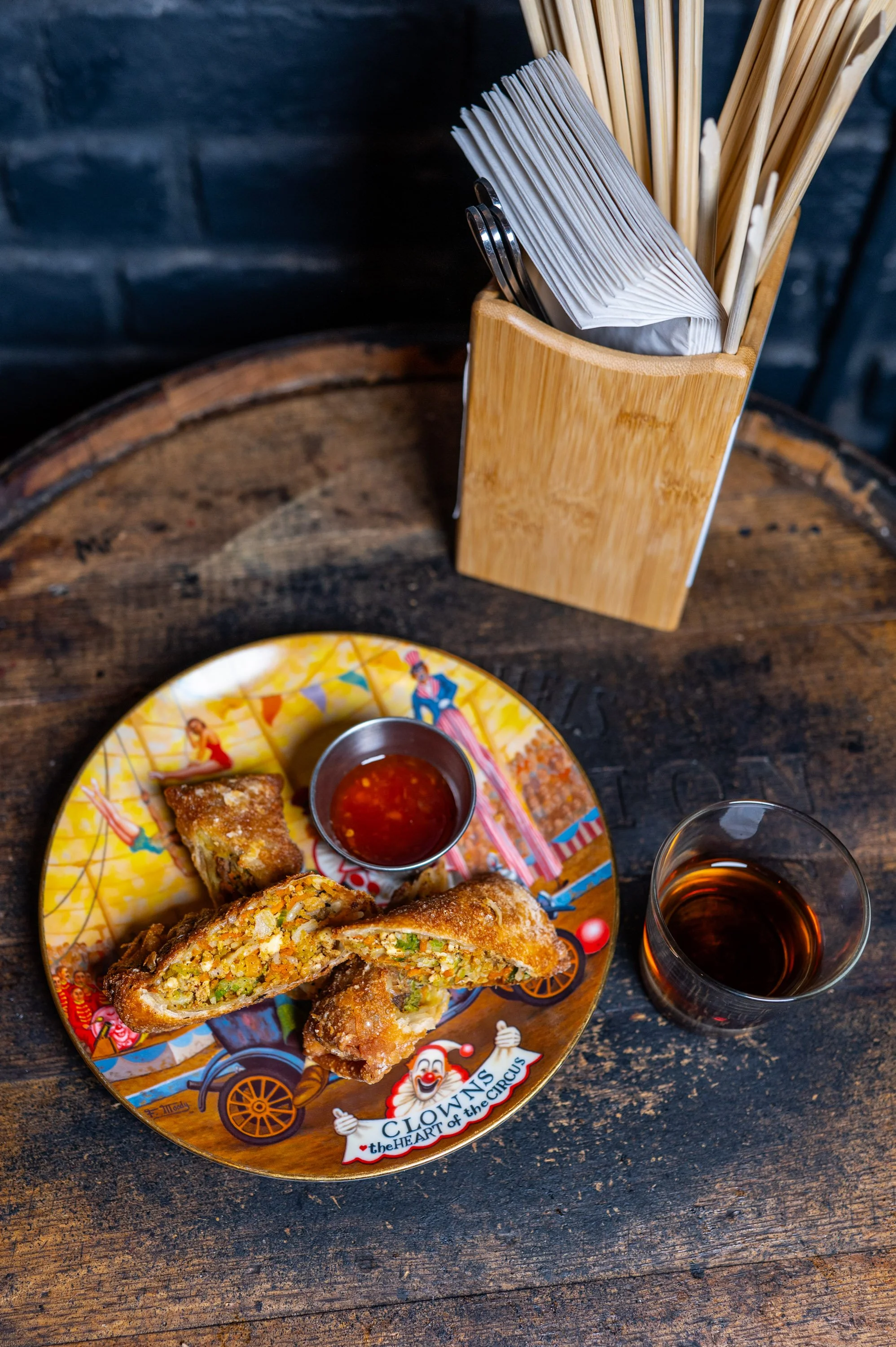 Roasted Five Spice Pork or Tea Smoked Tofu Egg Rolls