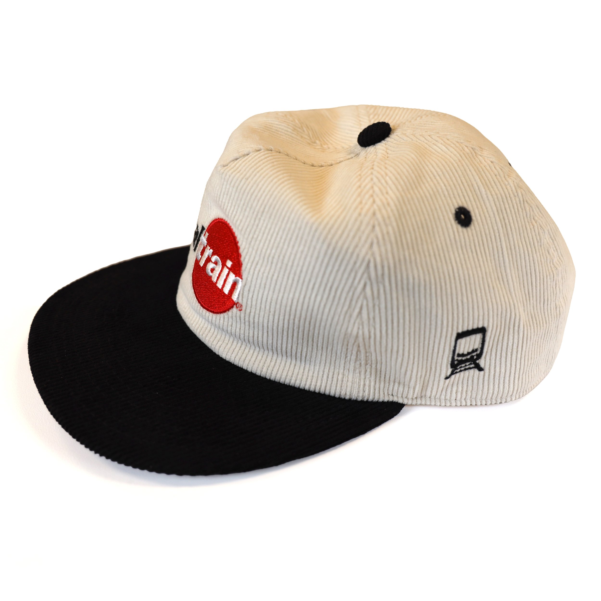 Two-Tone Corduroy Flat Brim Hat 3/4 Top View
