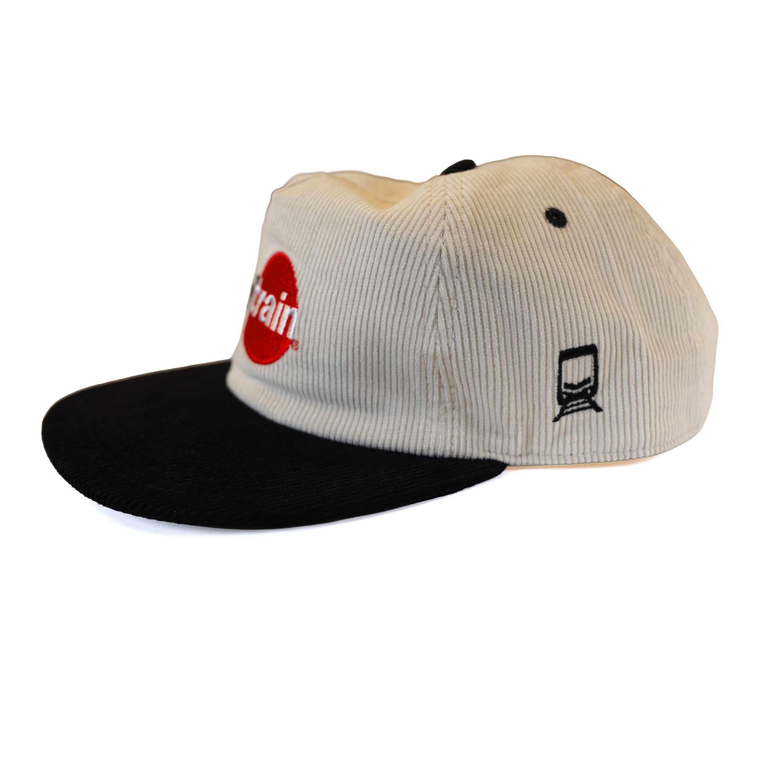Two-Tone Corduroy Flat Brim Hat Side View