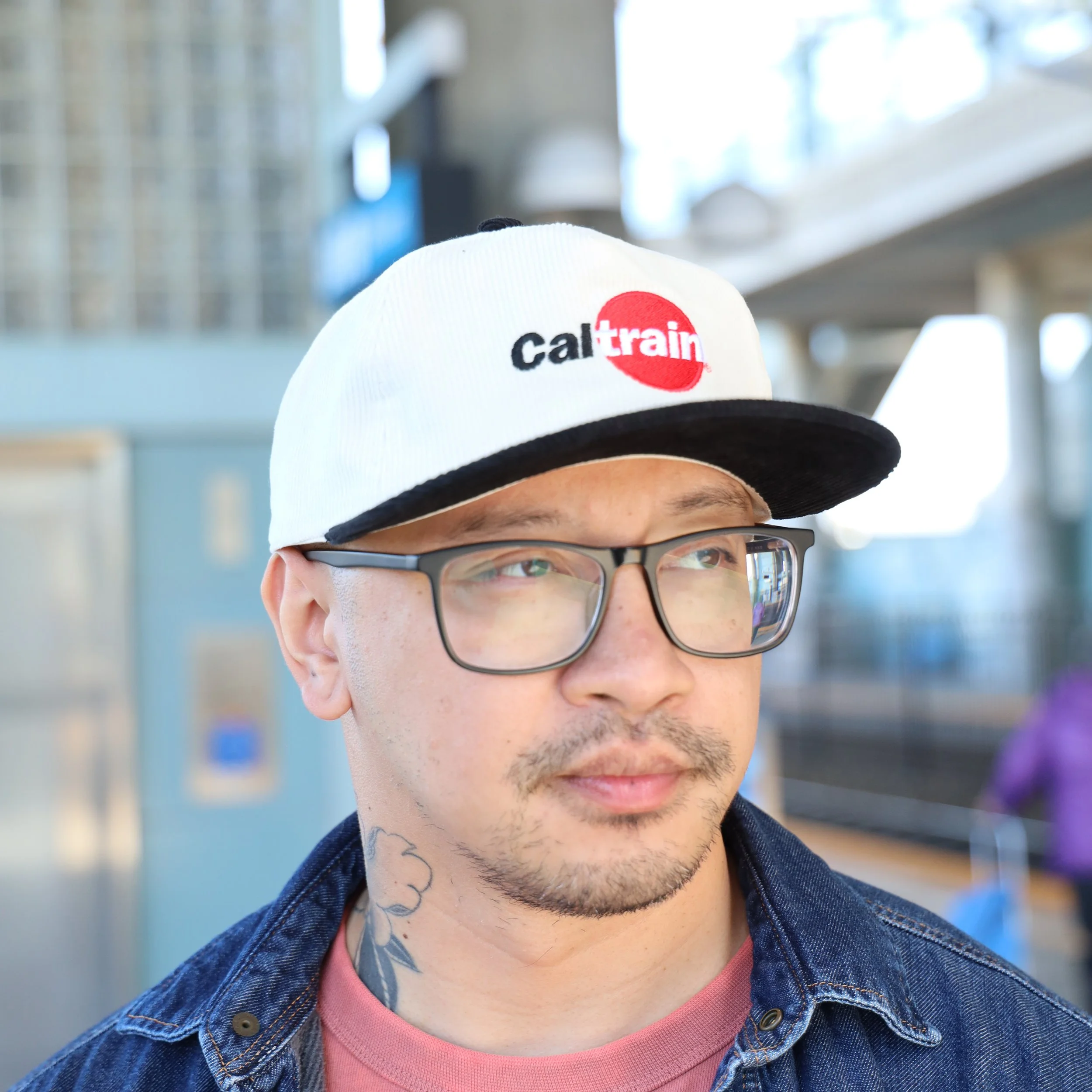 Two-Tone Corduroy Flat Brim Hat on person