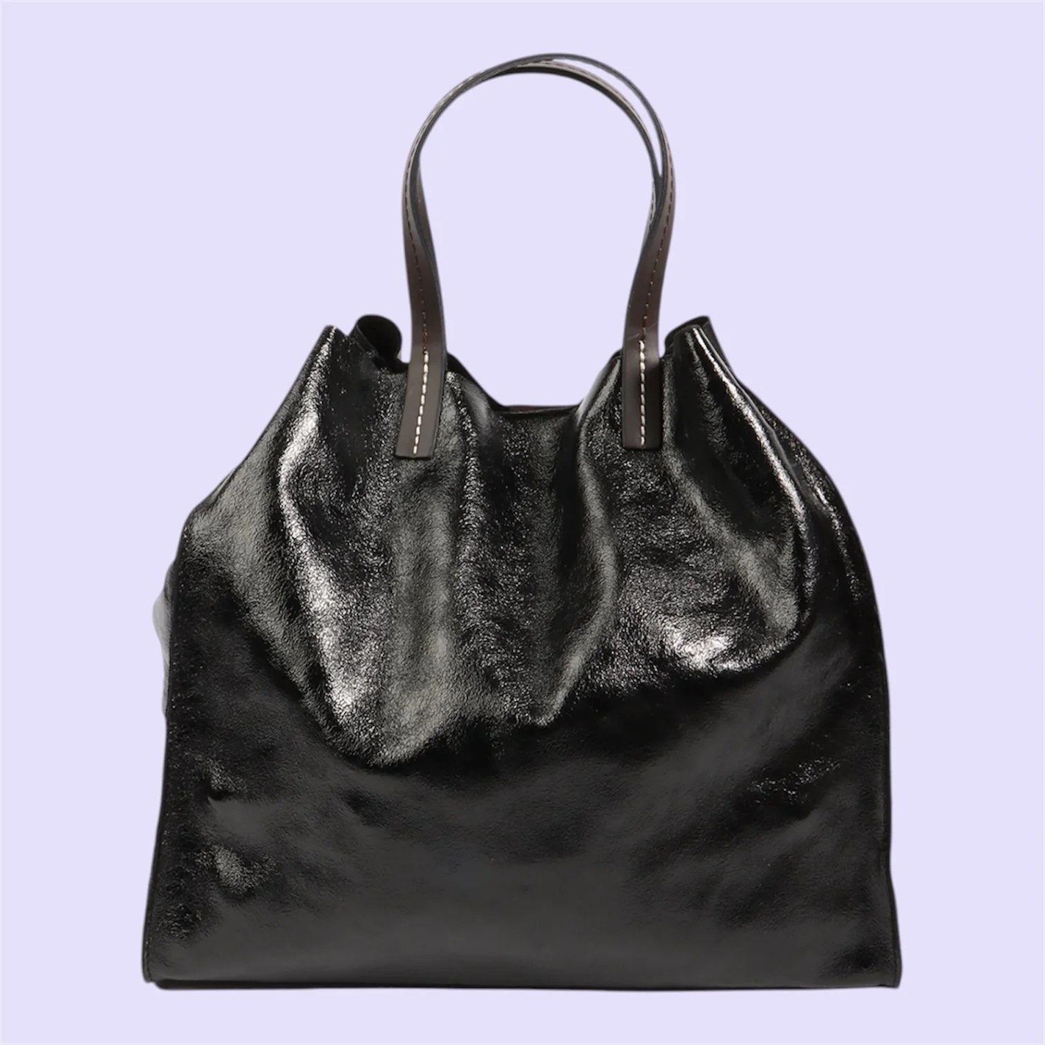 BLACK METALLIC THARA SHOPPER BAG
