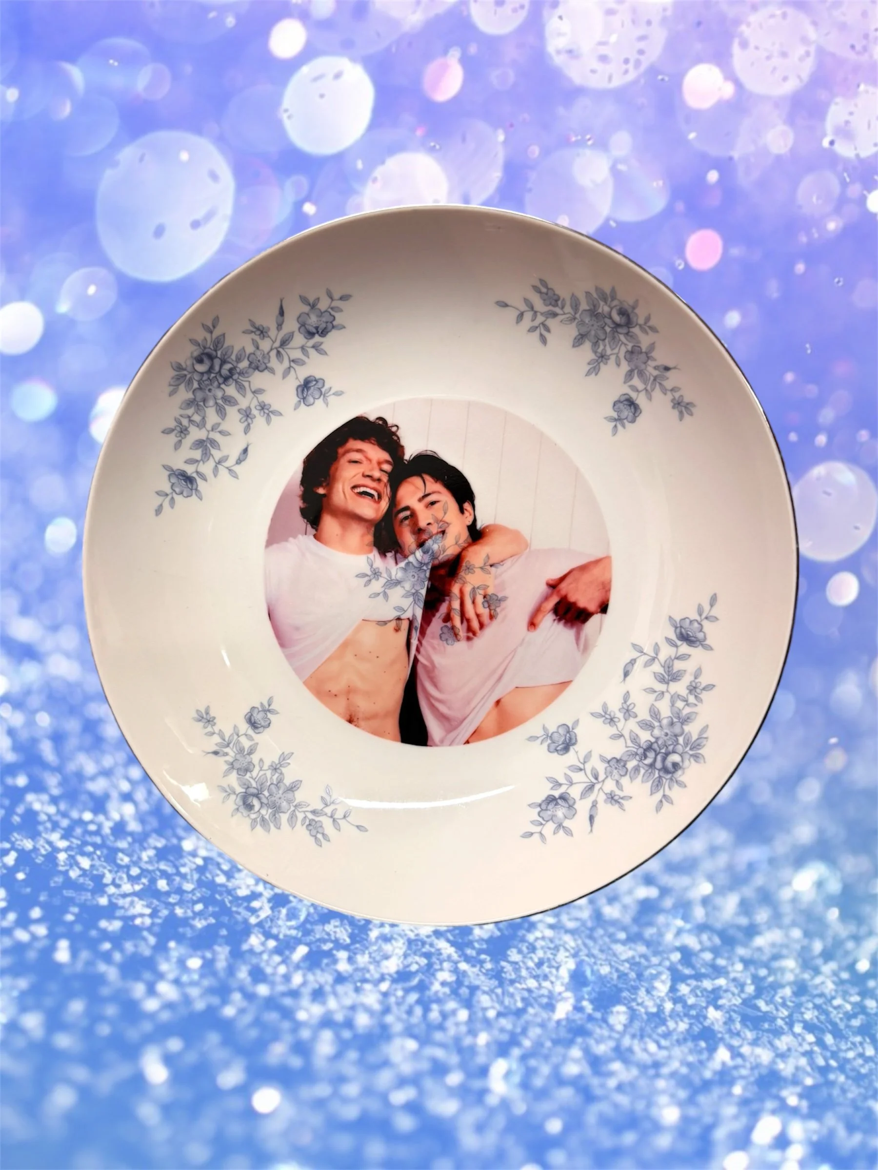 HEATED RIVALRY BLUE FLORAL PLATE