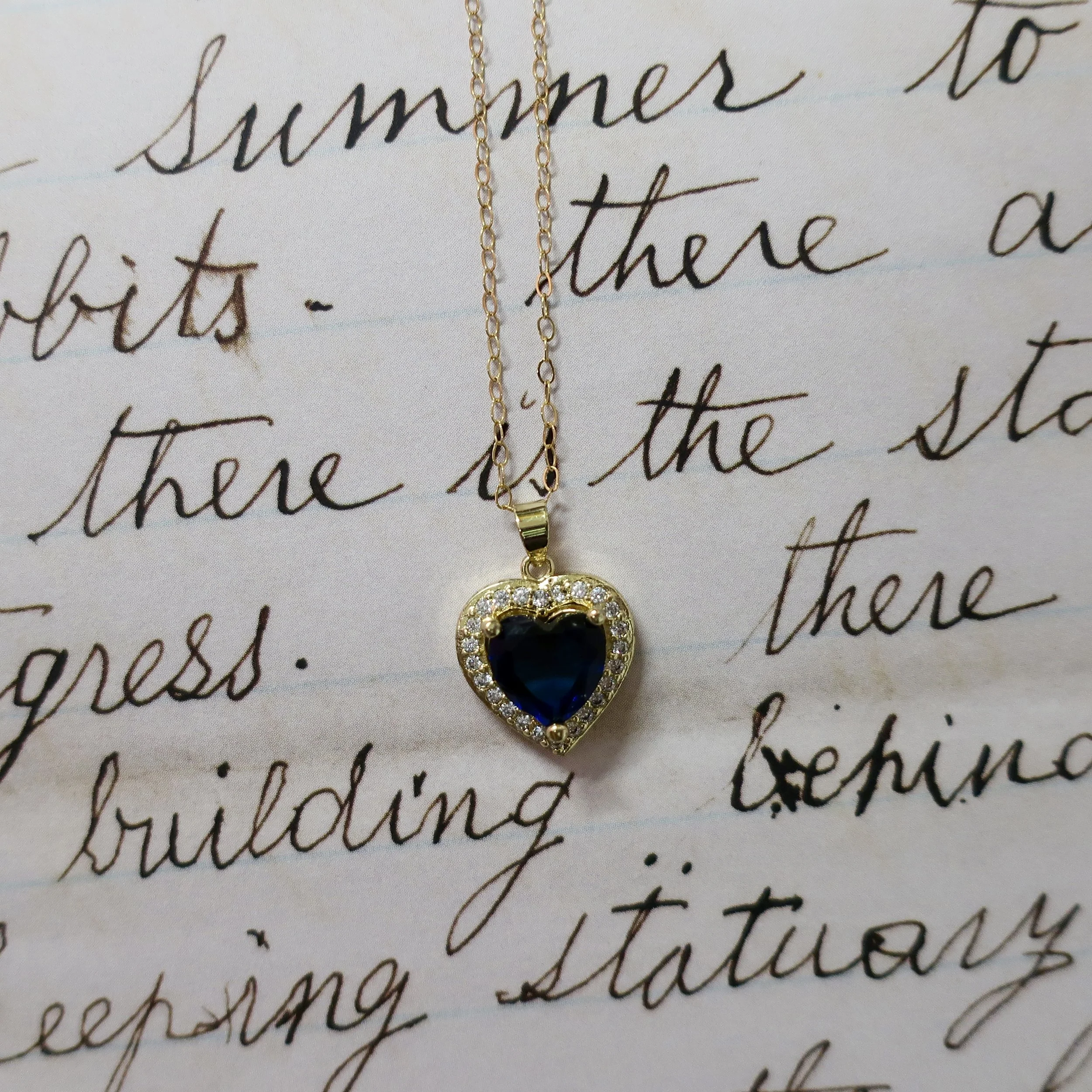 BLUE HEART CZ NECKLACE