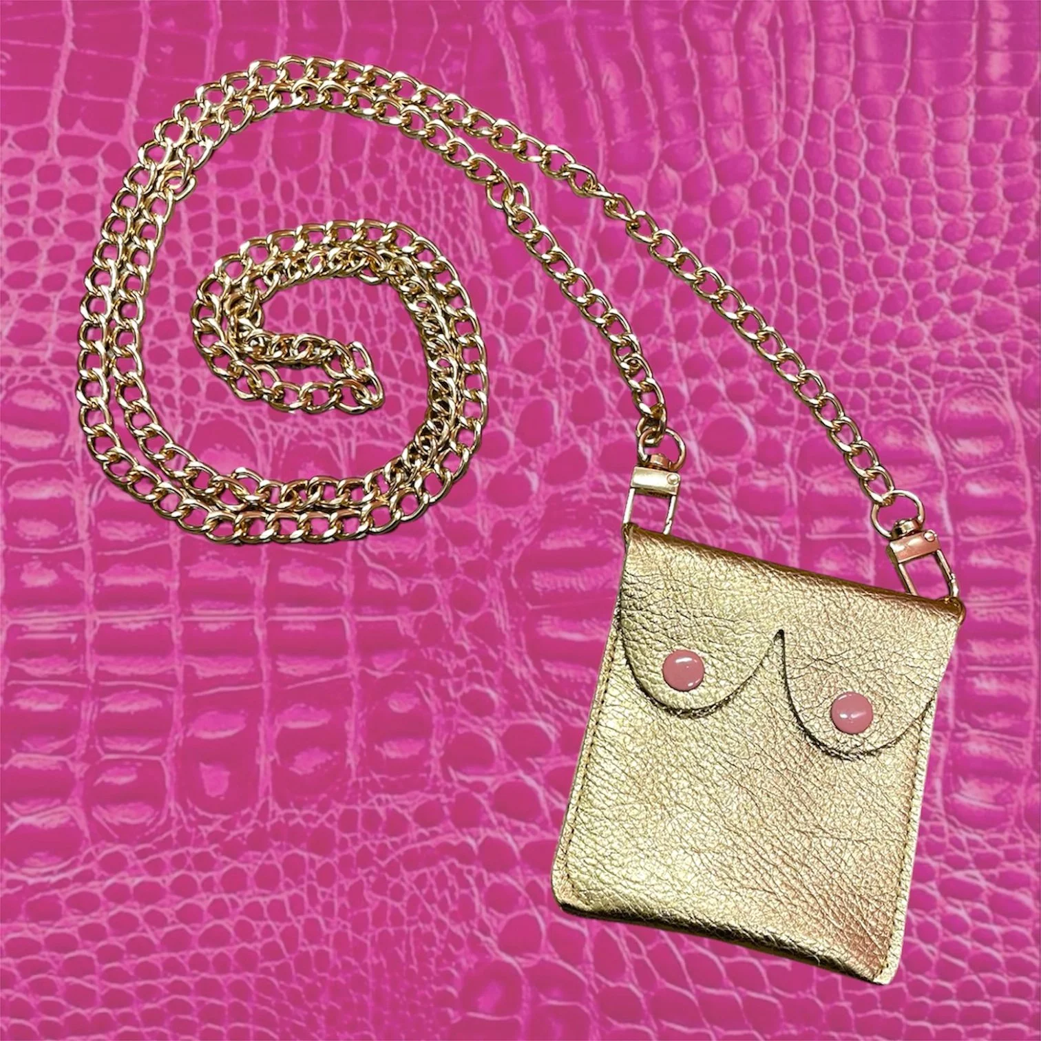 GOLD LEATHER BOOB POUCH W/ STRAP