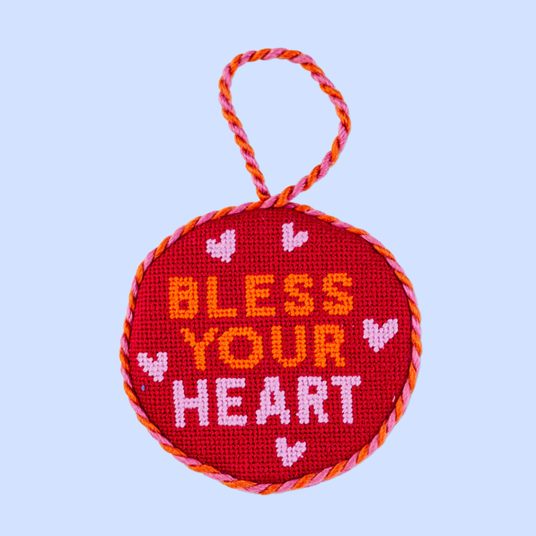 BLESS YOUR HEART NEEDLEPOINT ORNAMENT